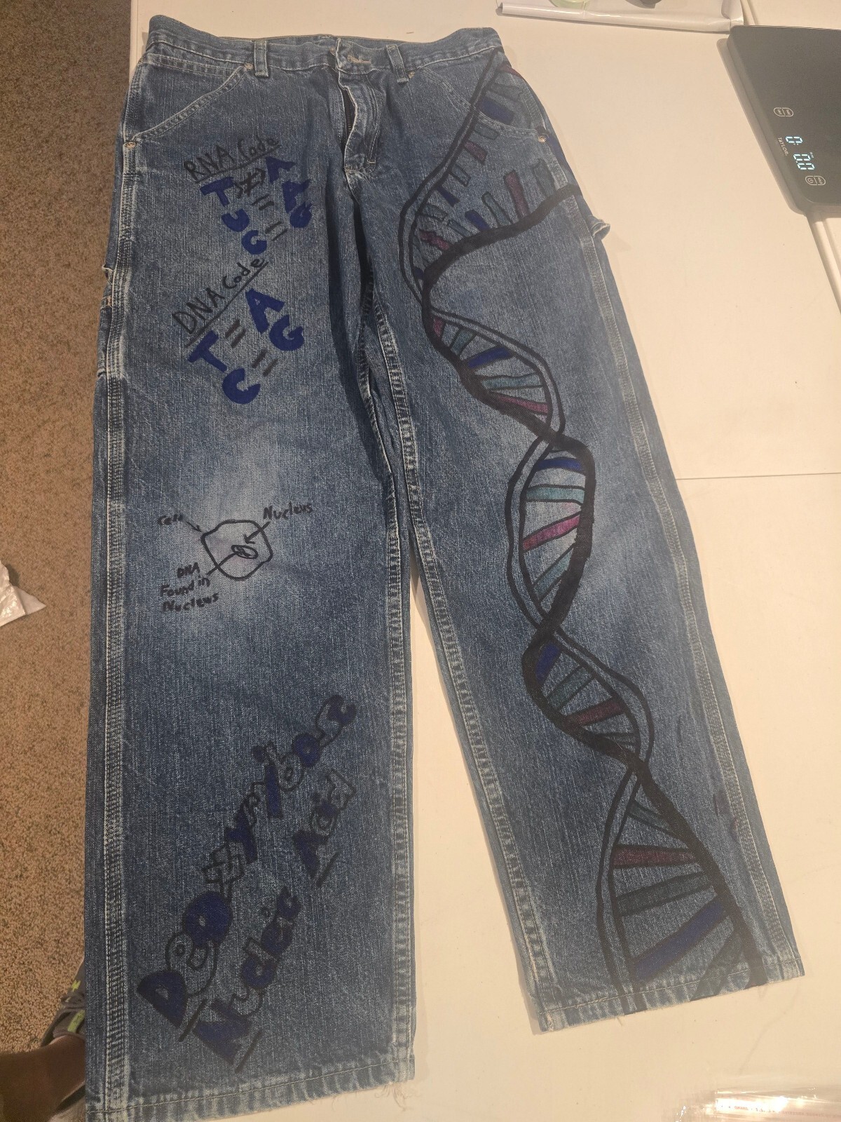Lee Carpenter Jeans with Hand-Painted DNA Design