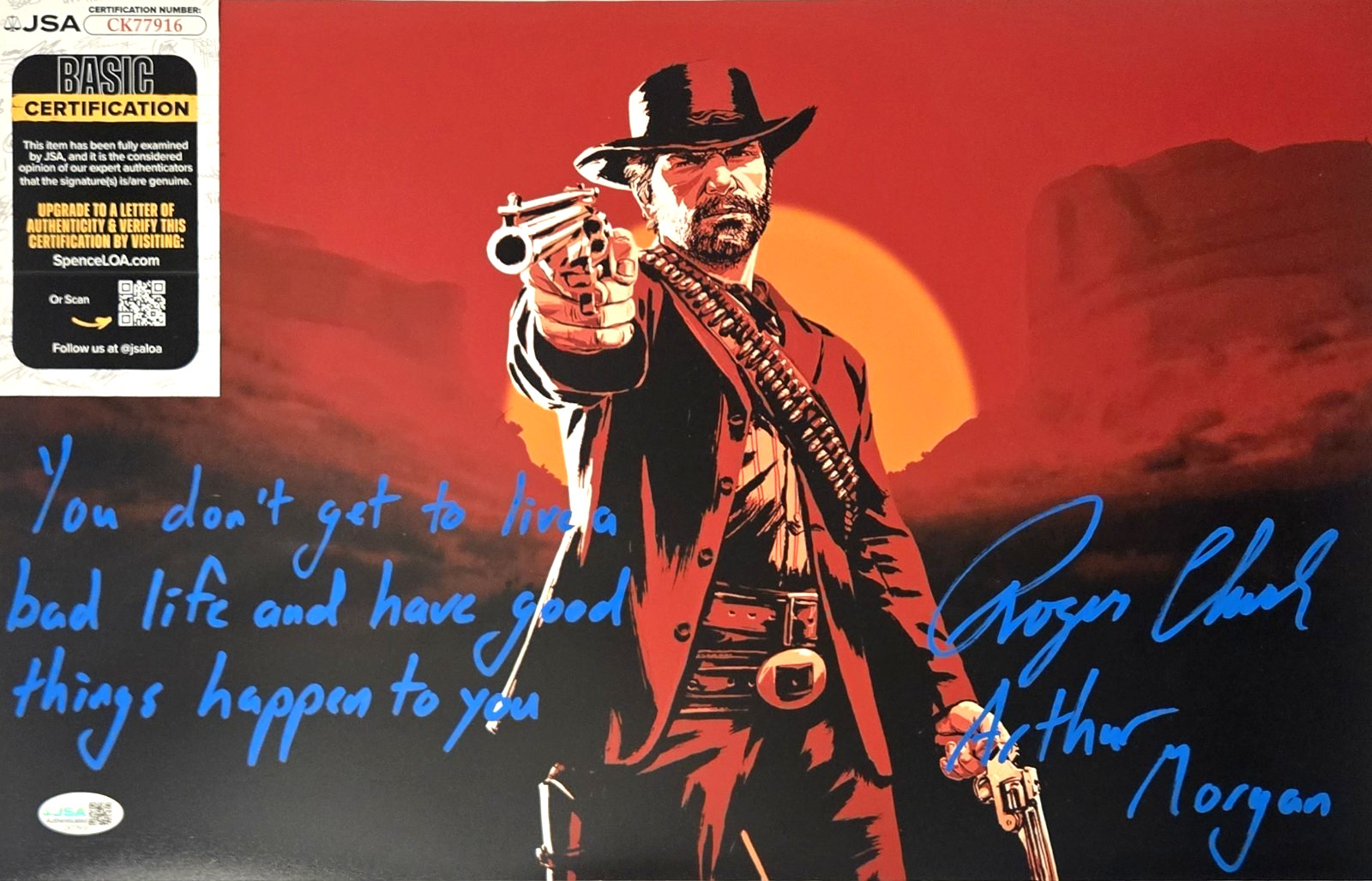 Roger Clark Signed Photo Red Dead Redemption Arthur Morgan 11x17 JSA COA 916