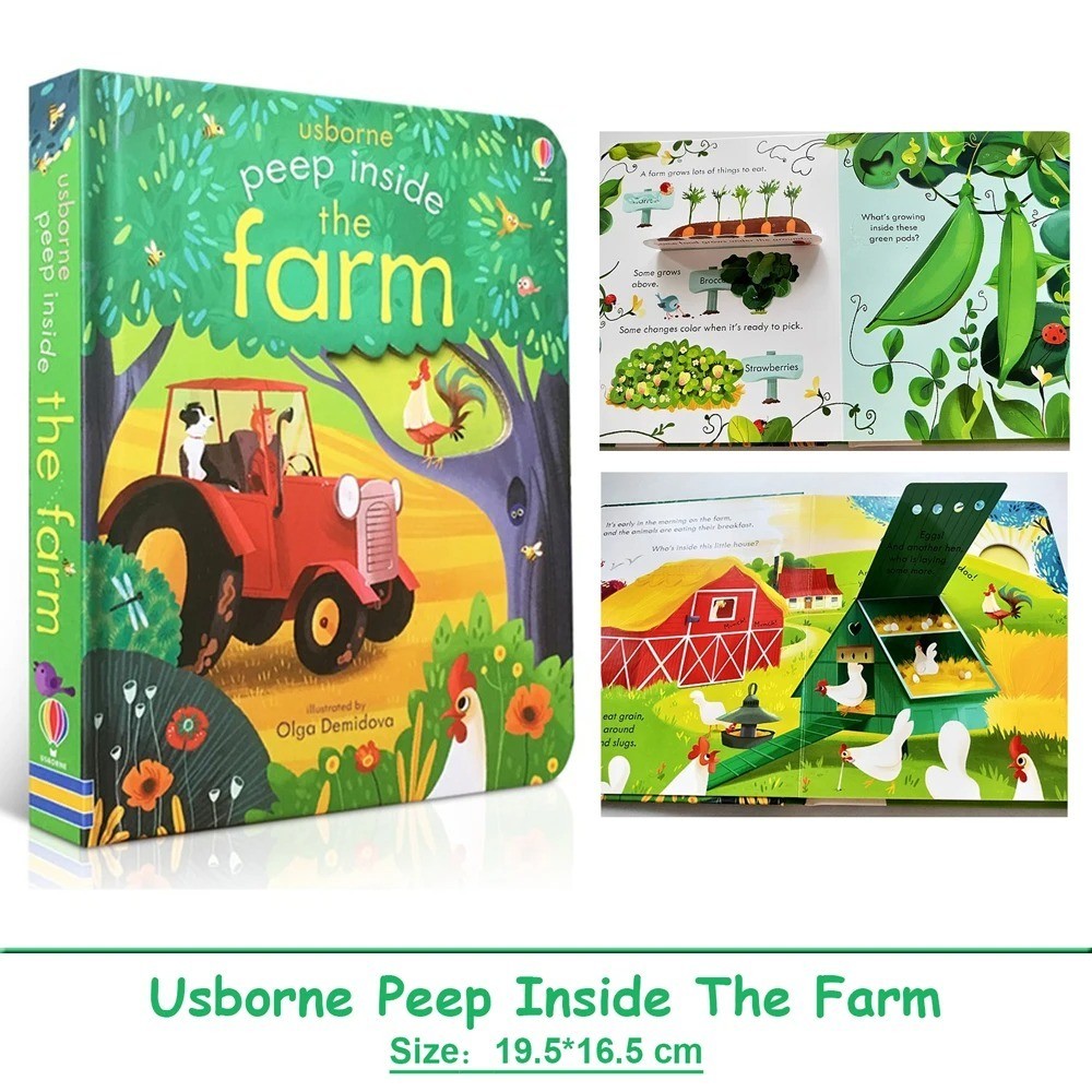 Usborne Peep Inside Farm 3D Flap Montessori English Kids Educational Book