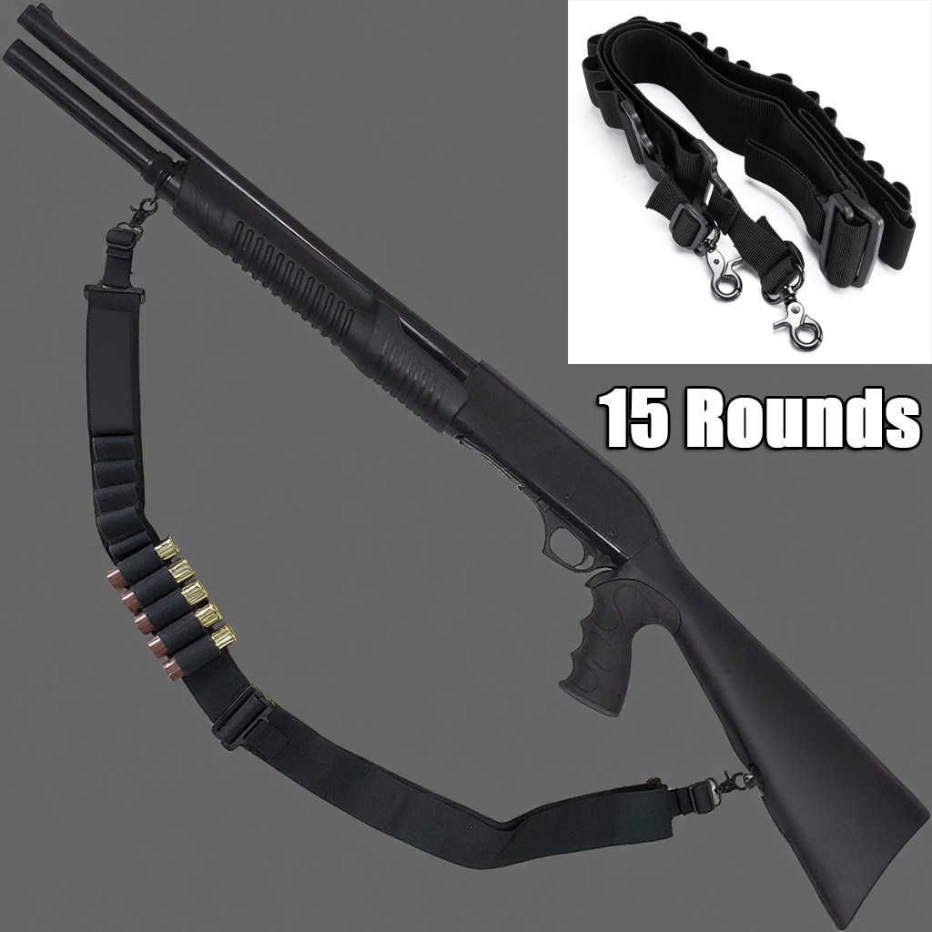 Tactical Shotgun Sling 15 Rounds 2 Point Gun Sling 12/20 Gauge Shell Ammo Pouch Tactical Shotgun Sling 15 Rounds 2 Point Gun Sling 12/20 Gauge Shell Ammo Pouch
