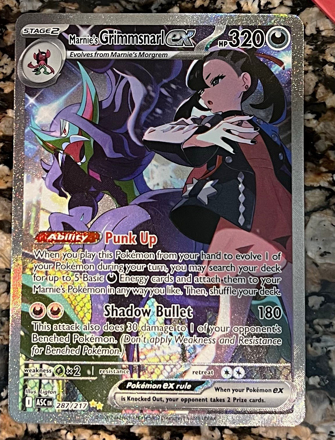 Pokemon TCG Marnie\'s Grimmsnarl ex 287/217 ASC Full Art Holo UR EN Pokemon TCG Marnie\'s Grimmsnarl ex 287/217 ASC Full Art Holo UR EN