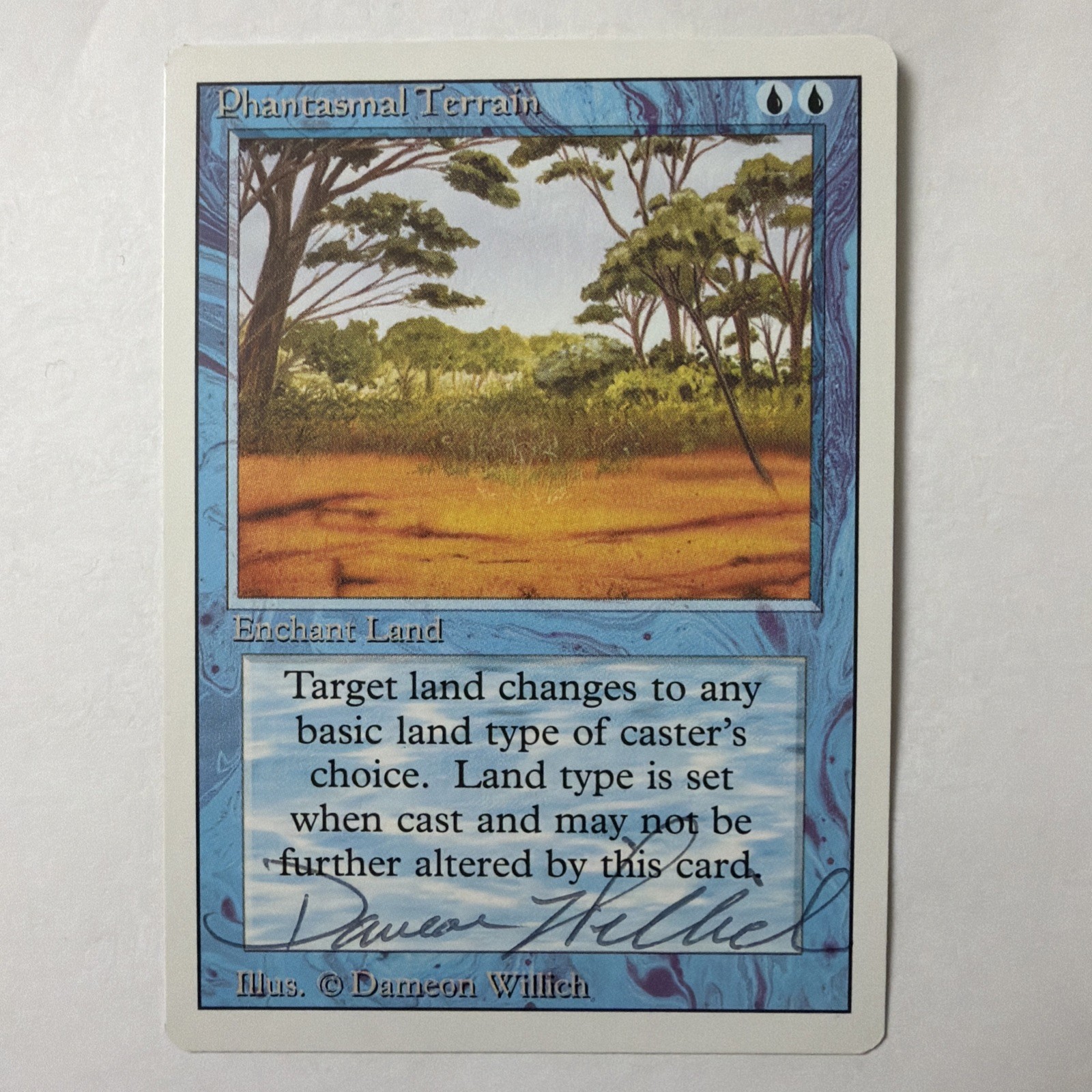 Signed Phantasmal Terrain Signed  By Artist Dameon Willich MTG Magic See Pics