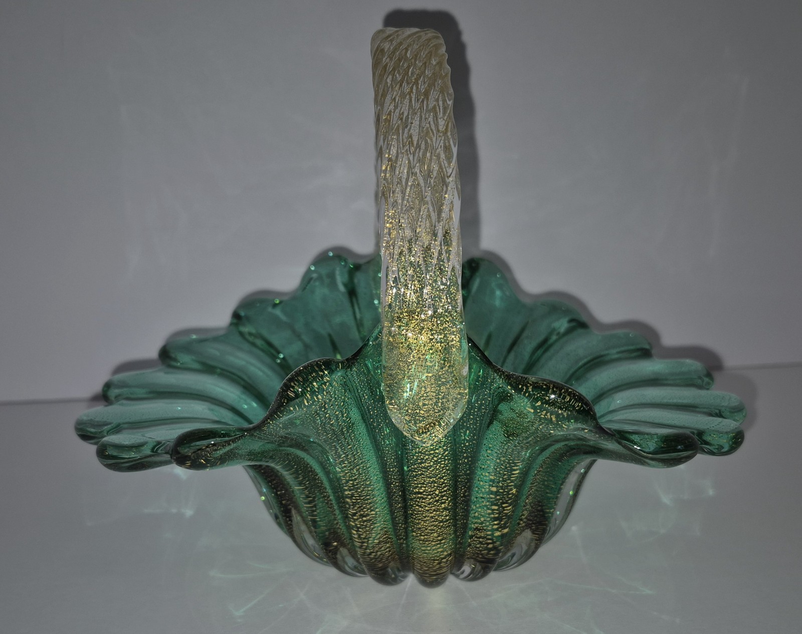 Vintage Archimede Seguso Murano Art Glass Basket 1784
