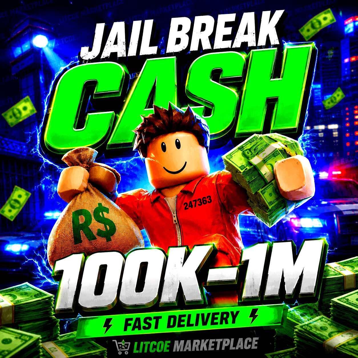 ROBLOX JAILBREAK CASH | 💵100K-2.5M💵 | 🚚500K/hr DELIVERY🚚 | ✅TRUSTED REVIEWS✅