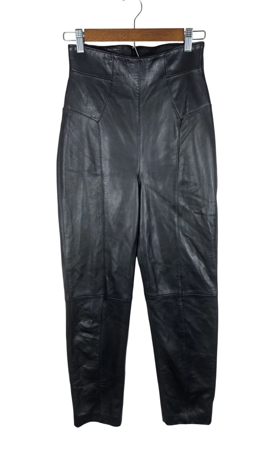 Vintage Michael Hoban North Beach Leather Pants Womens 5/6 Black High Waist USA