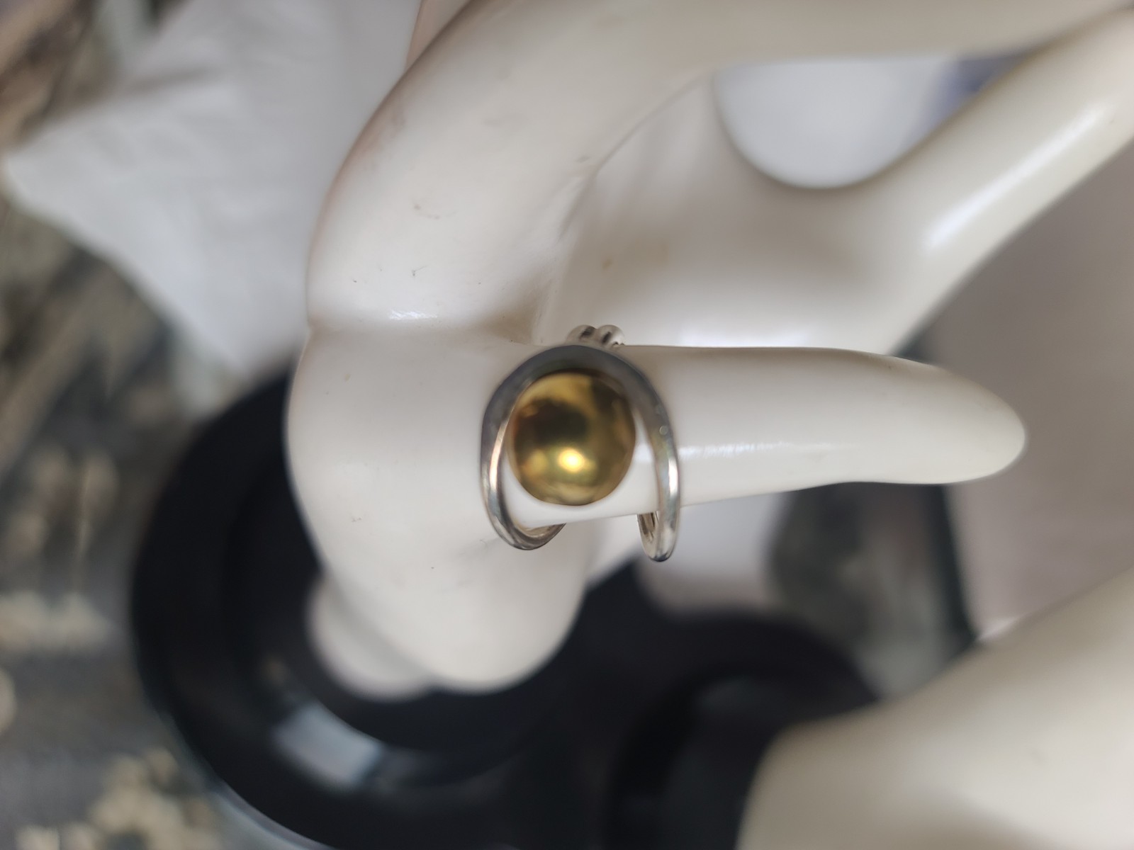 Minimalist Vtg 2-Tone Mexico Signed TM-79 Sterling Size 5 Orb Ring Taxco Size 5 Minimalist Vtg 2-Tone Mexico Signed TM-79 Sterling Size 5 Orb Ring Taxco Size 5