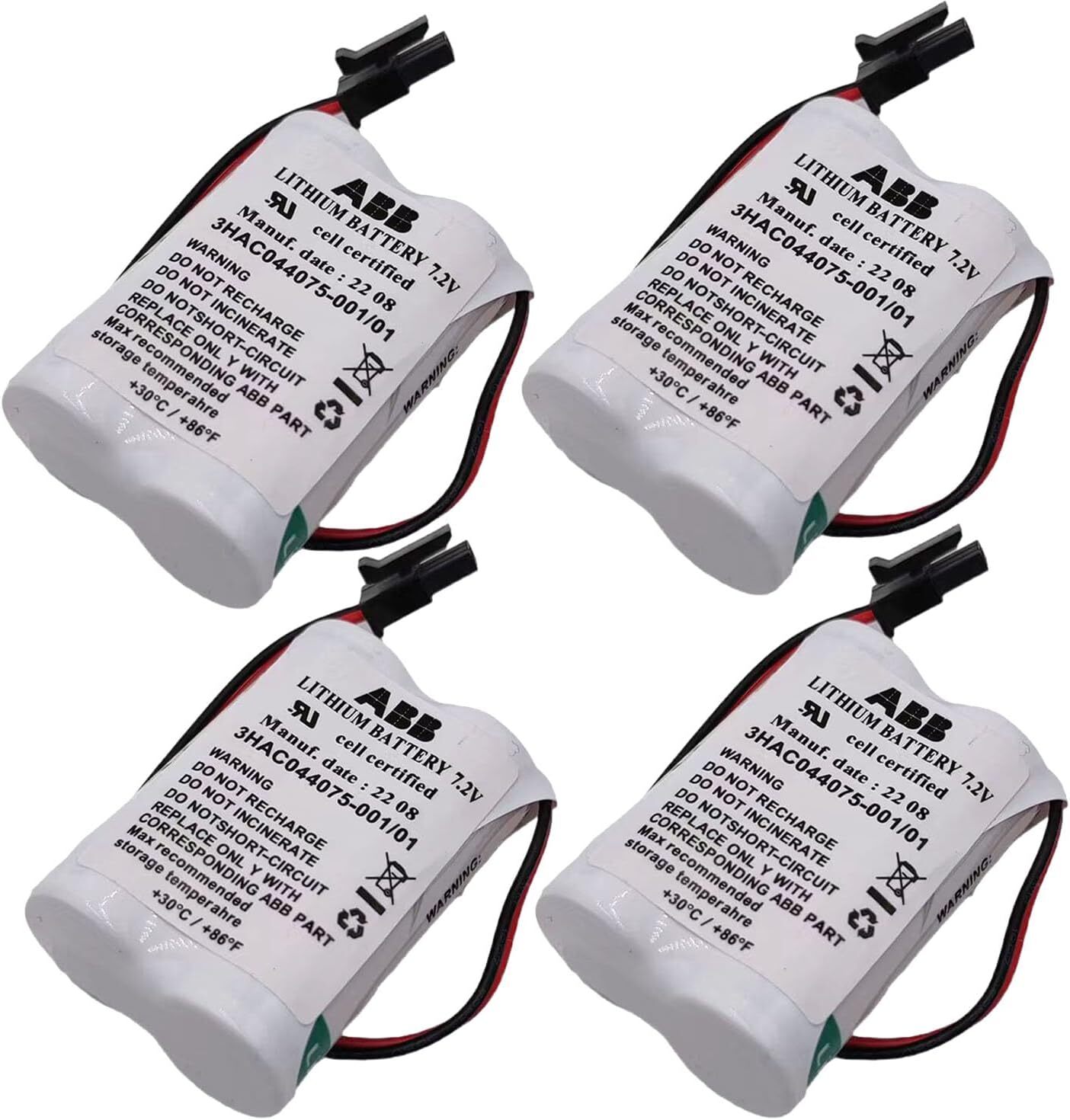 (4-Pcs) 3HAC044075-001/01 SMB PLC Battery for ABB Robot CPU / 3600mAh / 7.2V (4-Pcs) 3HAC044075-001/01 SMB PLC Battery for ABB Robot CPU / 3600mAh / 7.2V