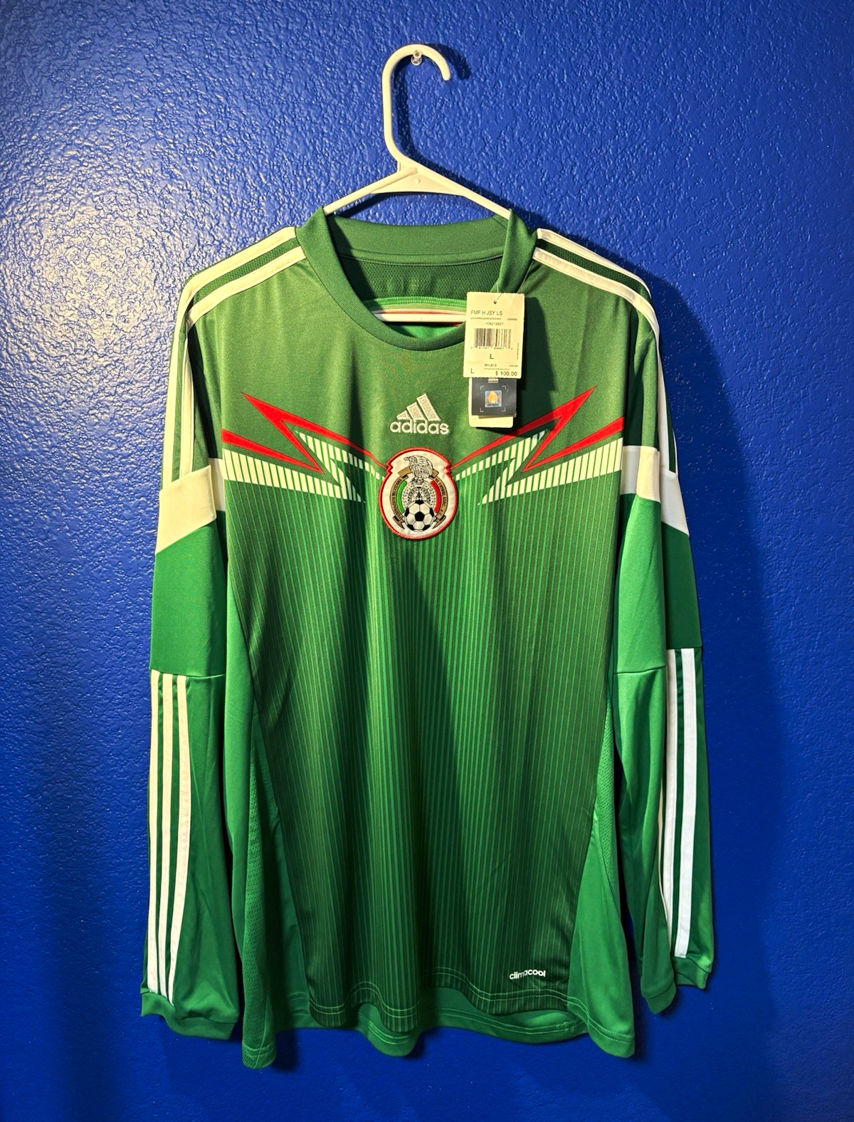 Mexico 2014 brazil world cup long sleeve home jersey *BNWT* Mexico 2014 brazil world cup long sleeve home jersey *BNWT*