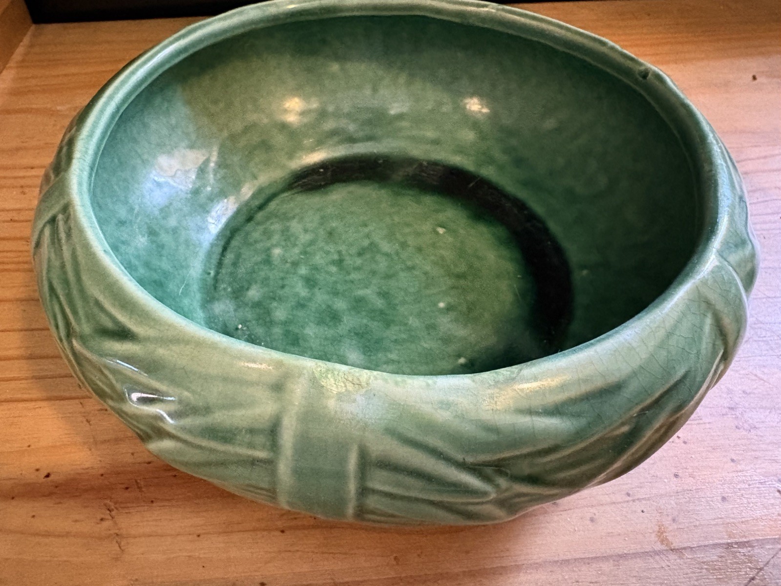 1940’s McCoy Green glaze Pottery Planter/Bonsai Stamped K