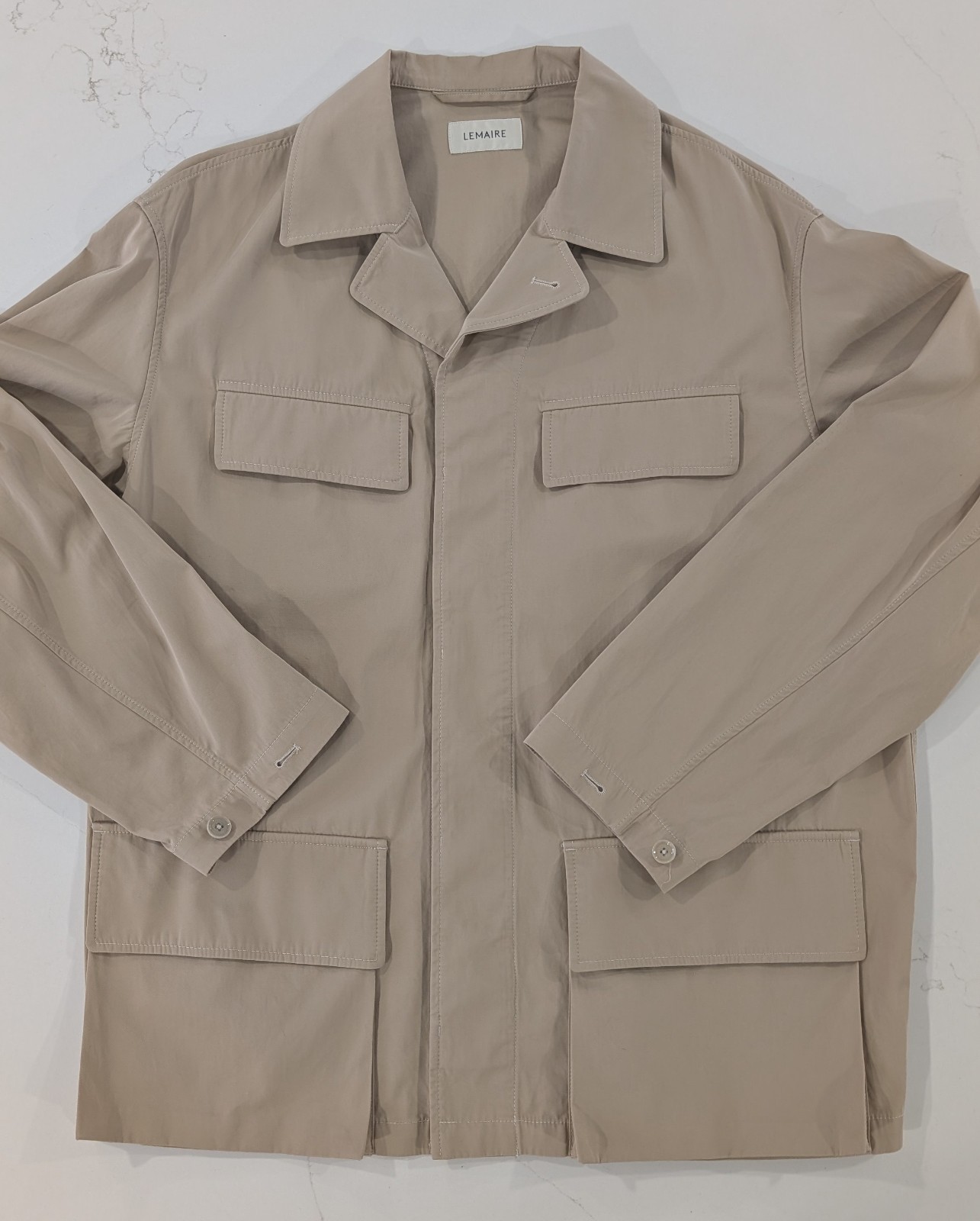 Lemaire Four Pockets Overshirt Rose Beige | Cotton Twill Utility Jacket Size 50