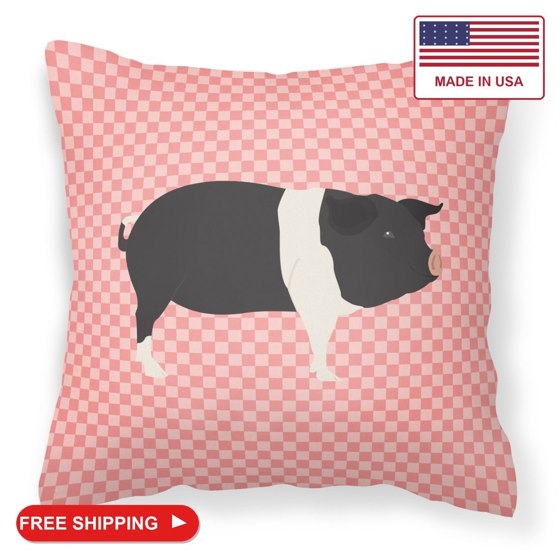 Caroline\'s Treasures BB7939PW1818 Hampshire Pig Pink Check Fabric Decorative Pil