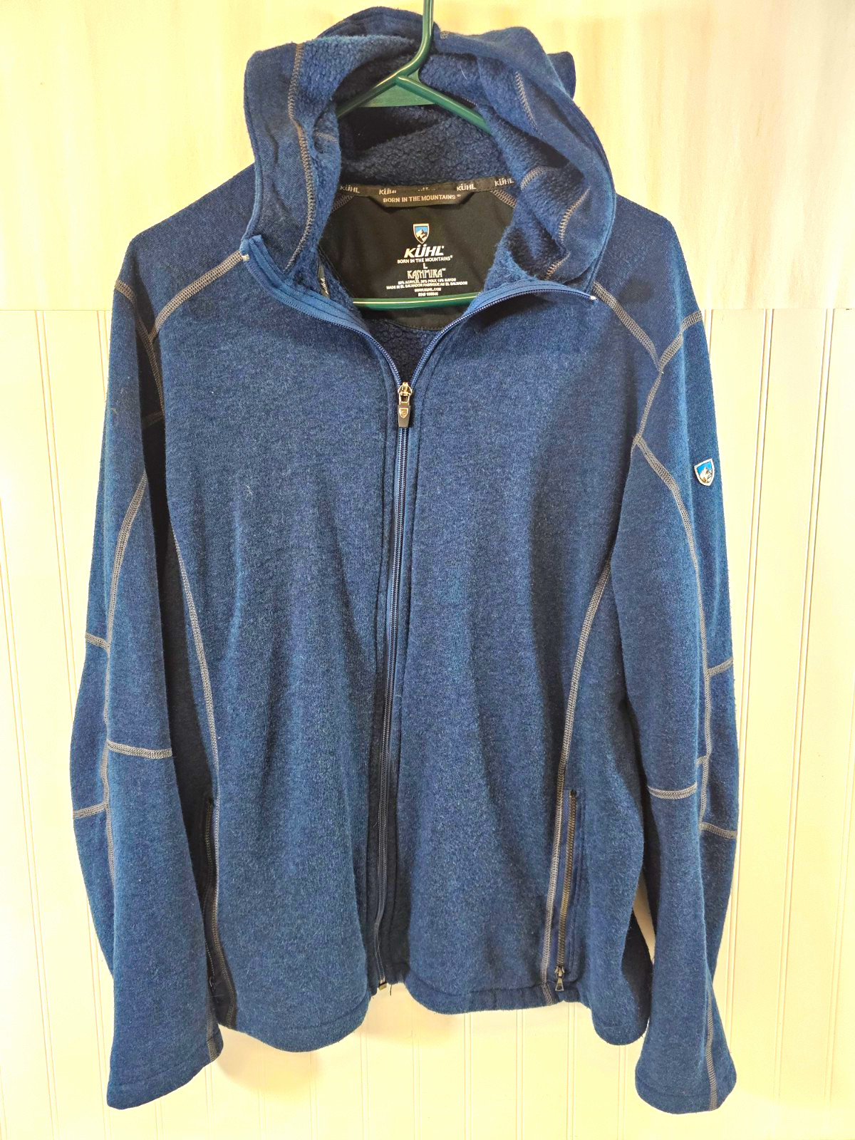 KÜHL Kashmira Mens Large Blue Fleece Full Zip Hooded Hoodie Logo Long Sleeve KÜHL Kashmira Mens Large Blue Fleece Full Zip Hooded Hoodie Logo Long Sleeve