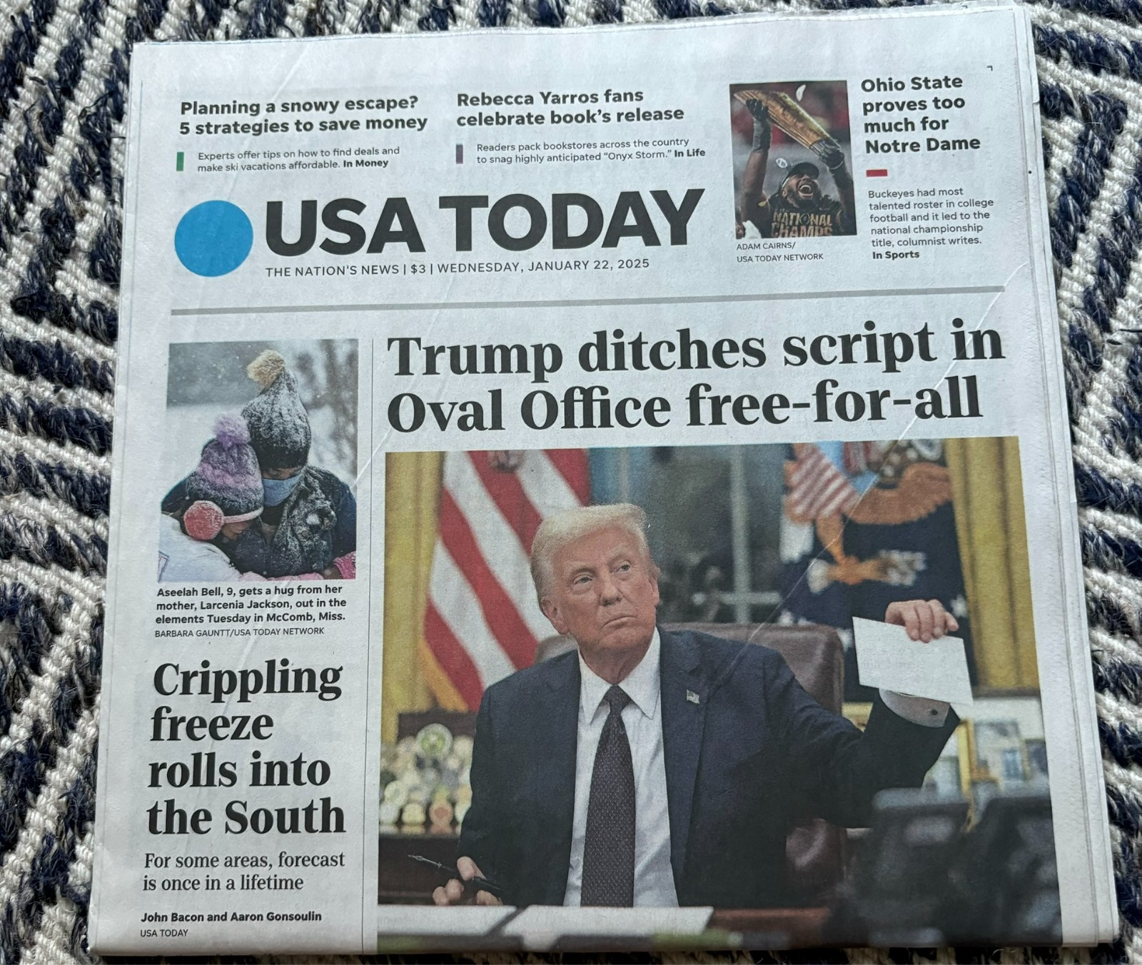USA Today 1/22/2025 Trump Oval Office Free‑For‑All Freeze Hits South