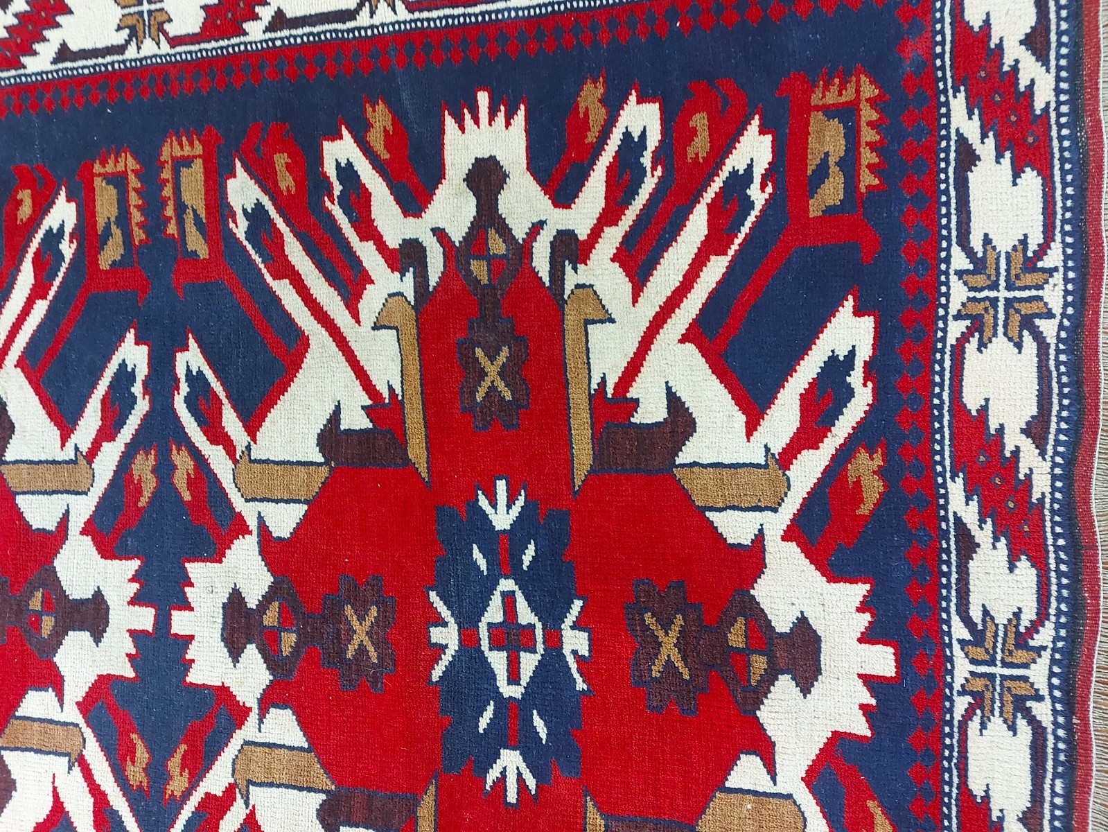 Antique Kazak Rug, Azerbaijan Adle Rug Caucasian Eagle Rug Geometric Antique Rug