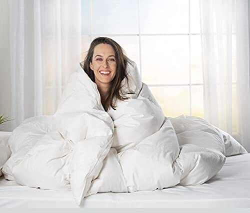 ComfyDown Goose Down White Comforter - Made in USA - 100% Egyptian Cotton