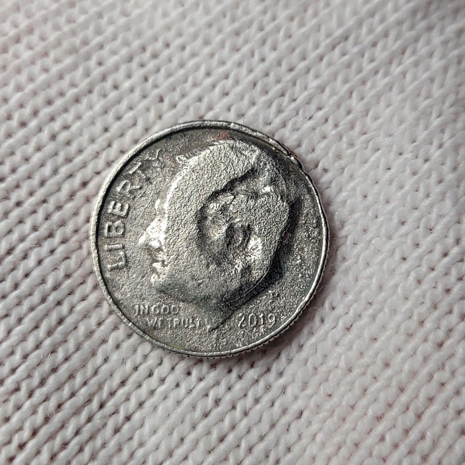 2019 P Dime Major Mint Error Capped Die Blob Die Cap Distorted Edge Clad Layer