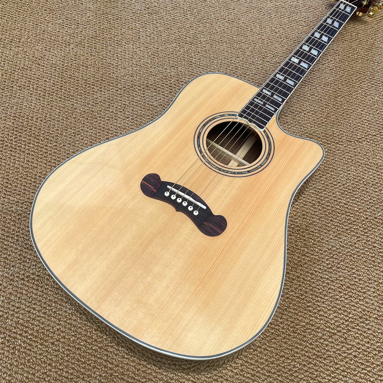 Cutaway 41 Inch Solid Spruce Songwriter Acoustic Guitar Rosewood Body Fretboard