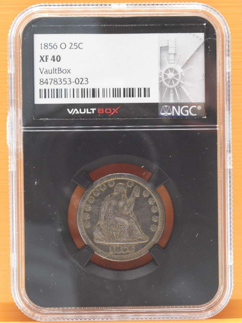 1856-O Seated Liberty Quarter NGC XF40 25C Silver Coin New Orleans Mint