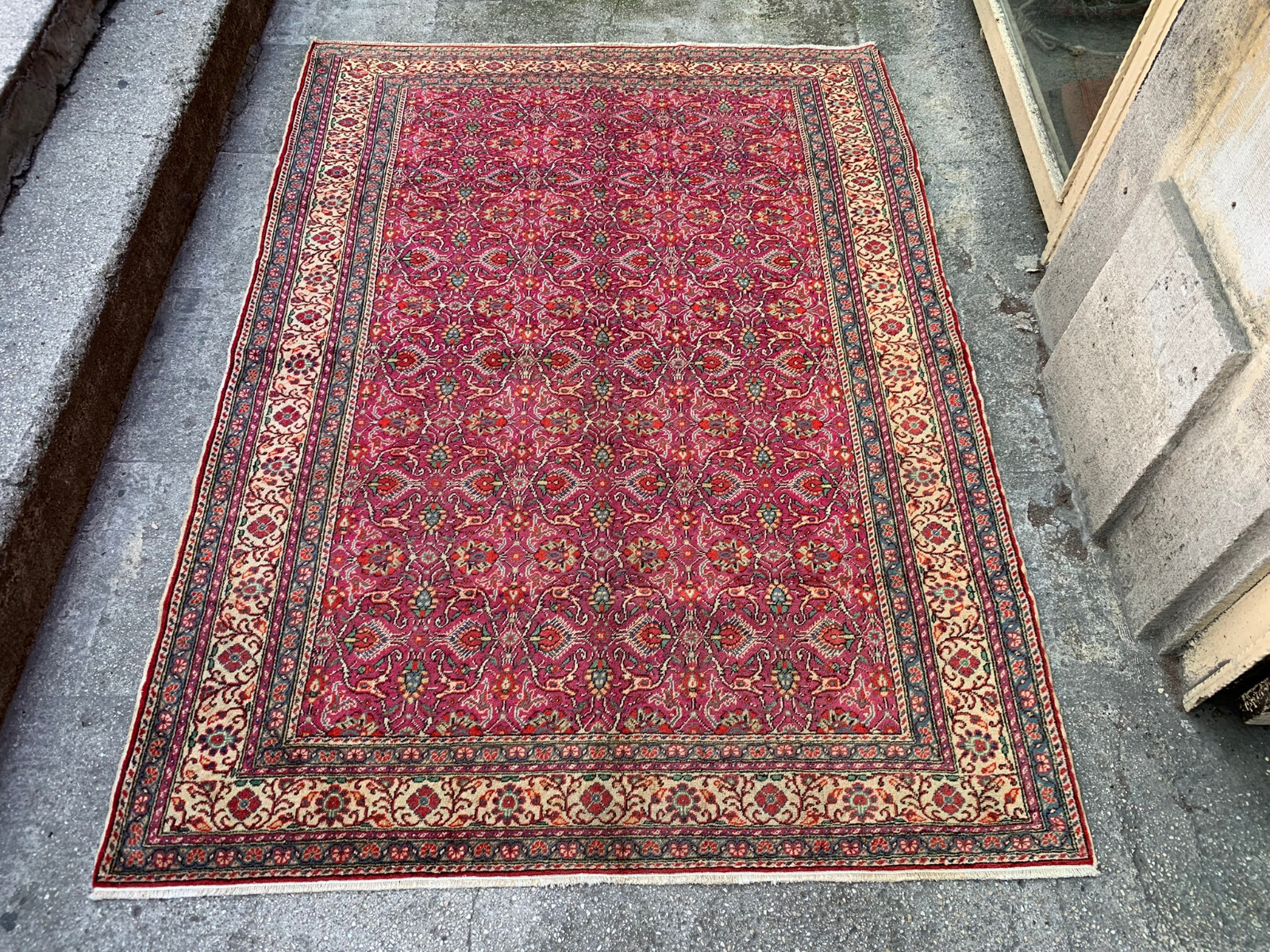 5\' X 7\' Vintage Carpet Natural Village Rug Handmade Rug.SKU:K1713