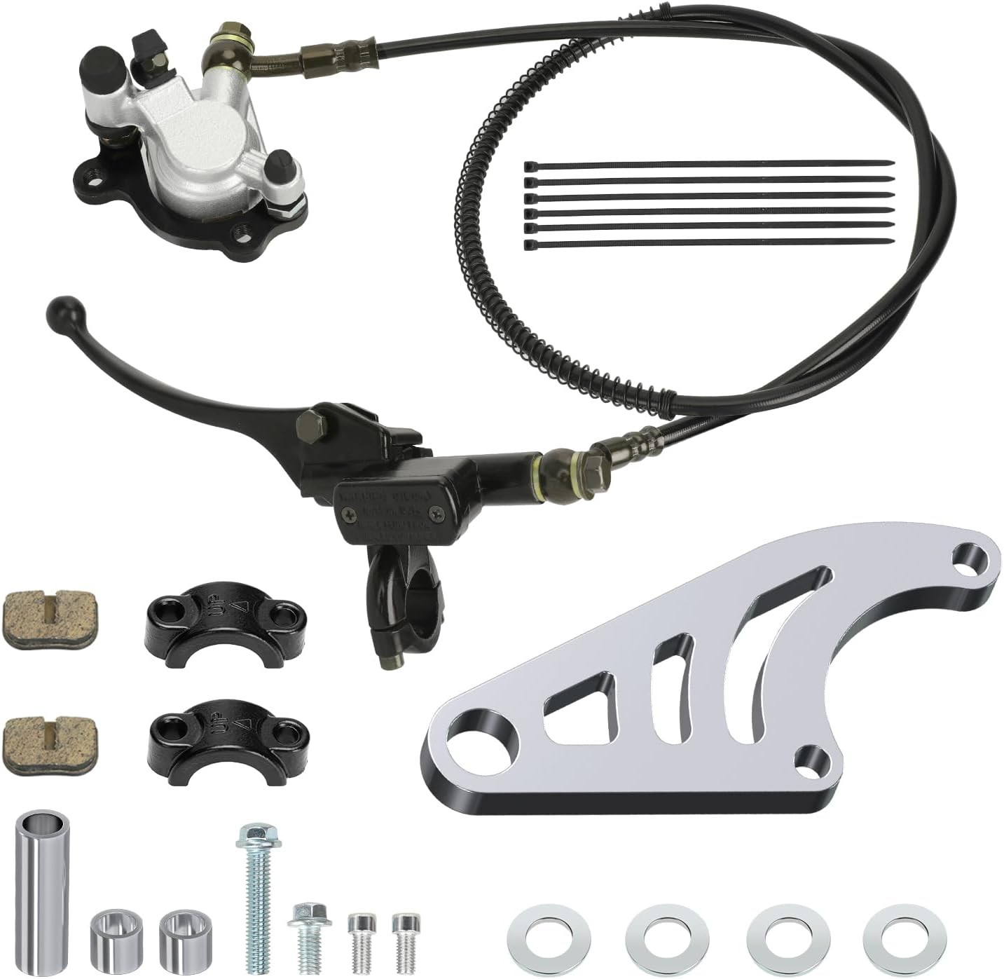 Mini Bike Hydraulic Brake Kit and Rear Chrome Brake Caliper Mounting Bracket Ada