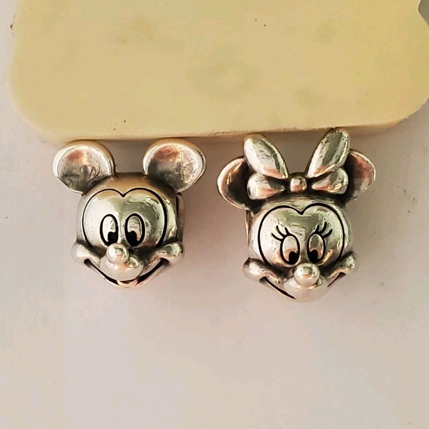 Authentic Pandora Disney Mickey & Minnie Mouse Portrait Head Charms Set S925 ALE