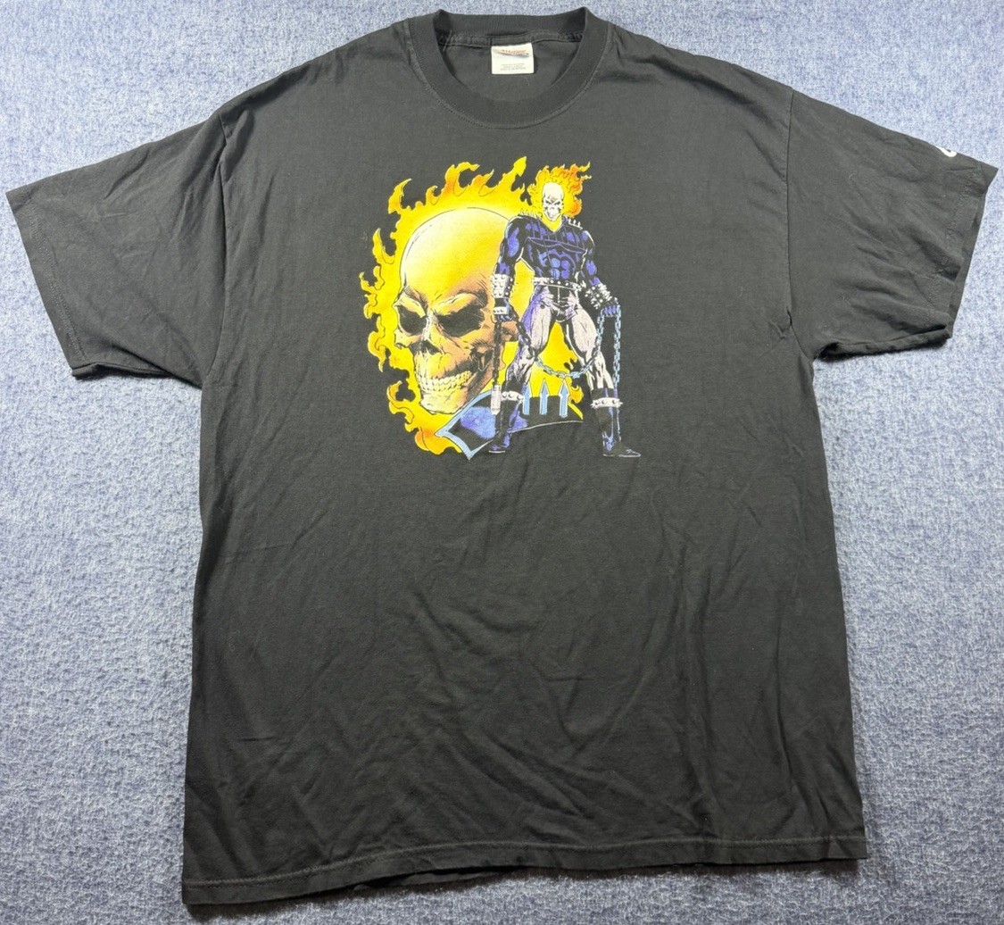 Vintage 90s Ghost Rider Marvel Graphitti Designs T Shirt Mens XL Black Hanes
