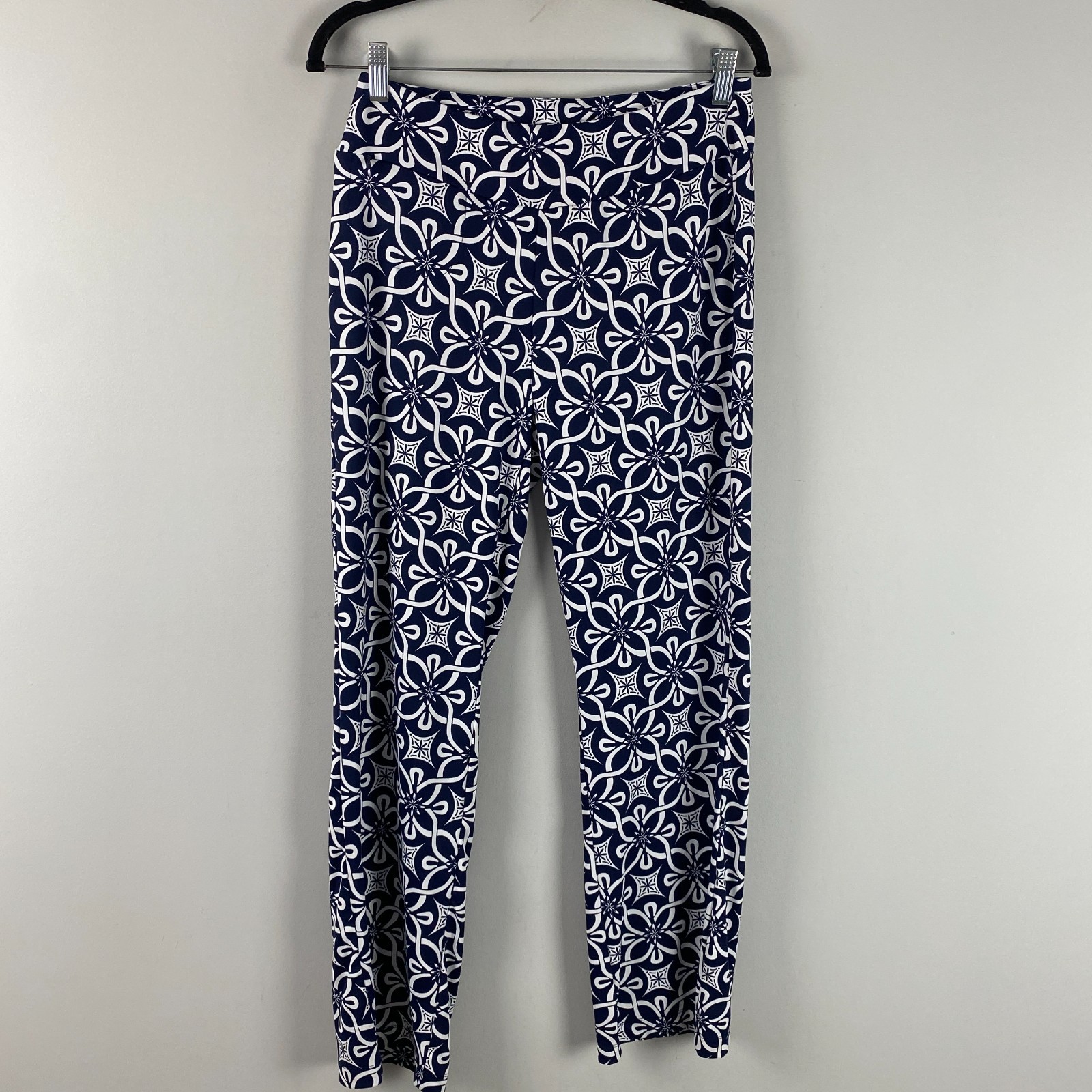 Lulu-B Pull On Bootcut Pants Size Small Navy White Stretch