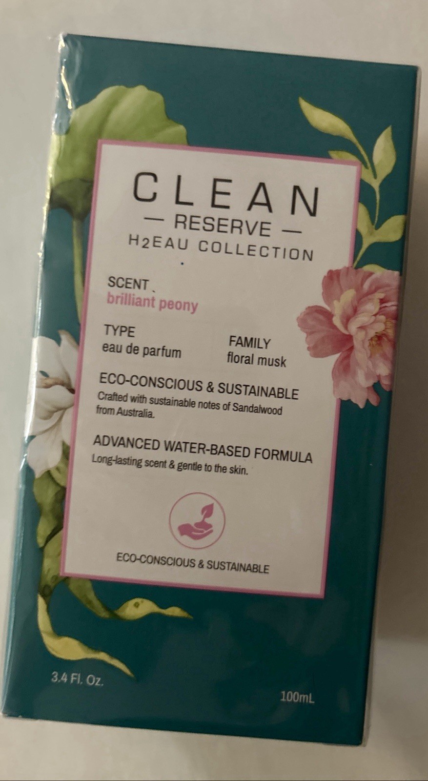 Clean Reserve H2EAU Eau de Parfum Brilliant Peony 3.4 Fl Oz 100 Ml New Sealed