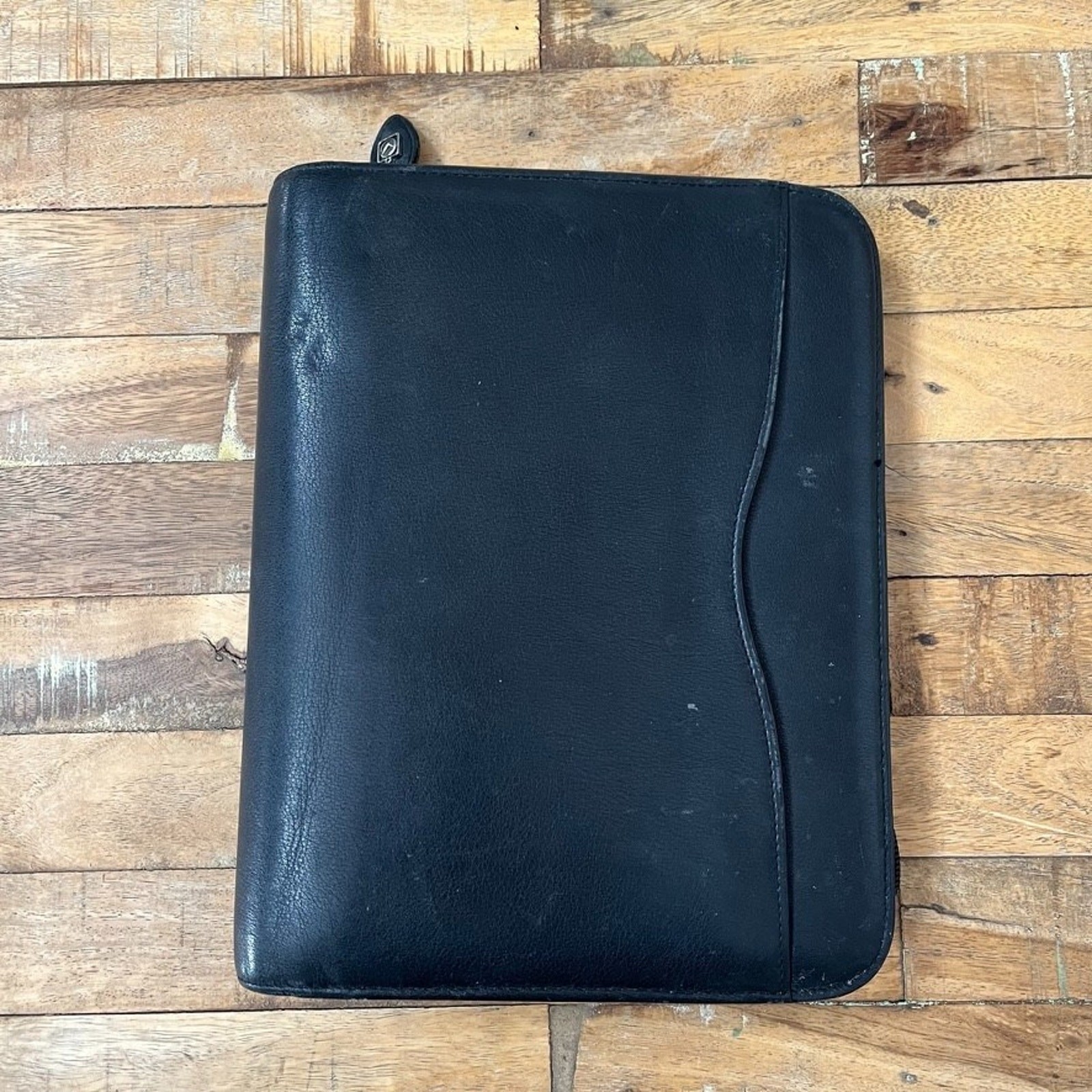 Black Genuine Leather Day-Timer Organizer 7-Ring Binder 10.5\
