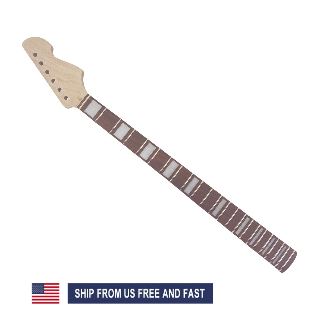 DIY 30 inch Guitar Neck 22 Fret Maple Rosewood Fretboard White Block Inlay
