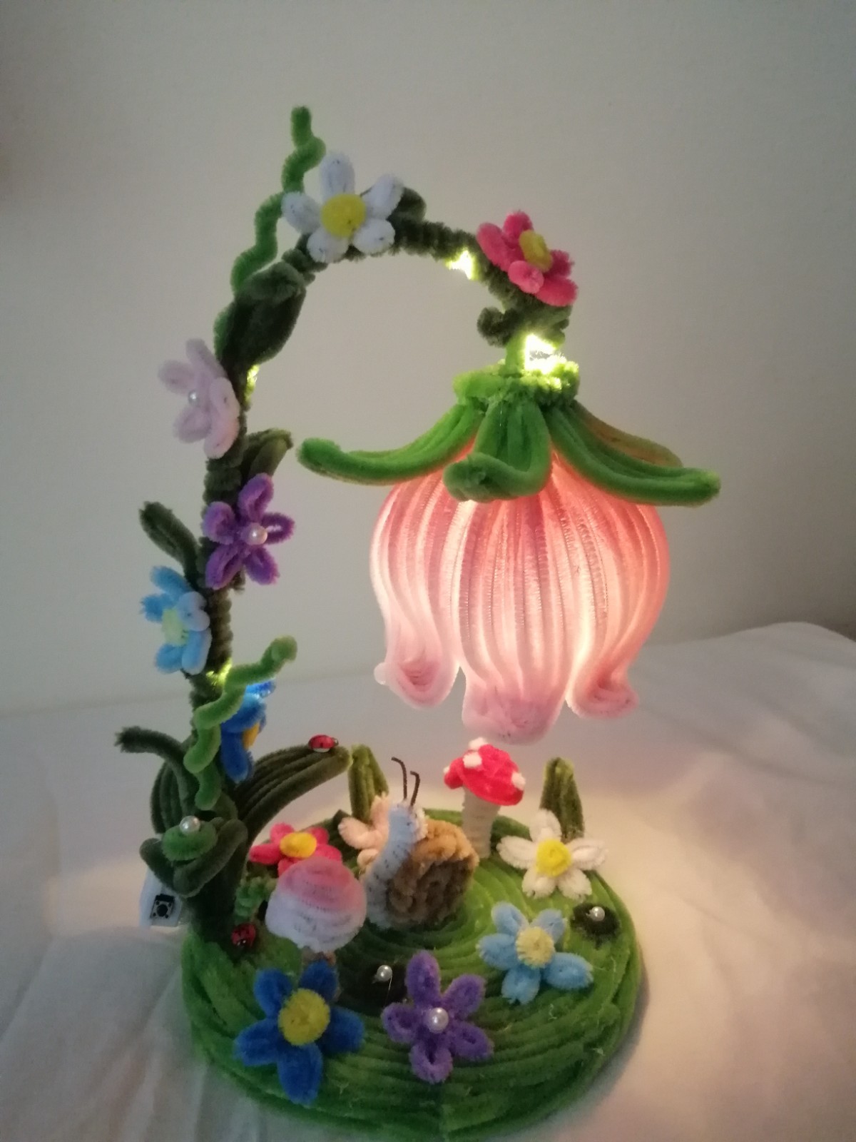 Handmade Pipe Cleaner lamp tulip  ,Aesthetic Room Decor , so cute and chic