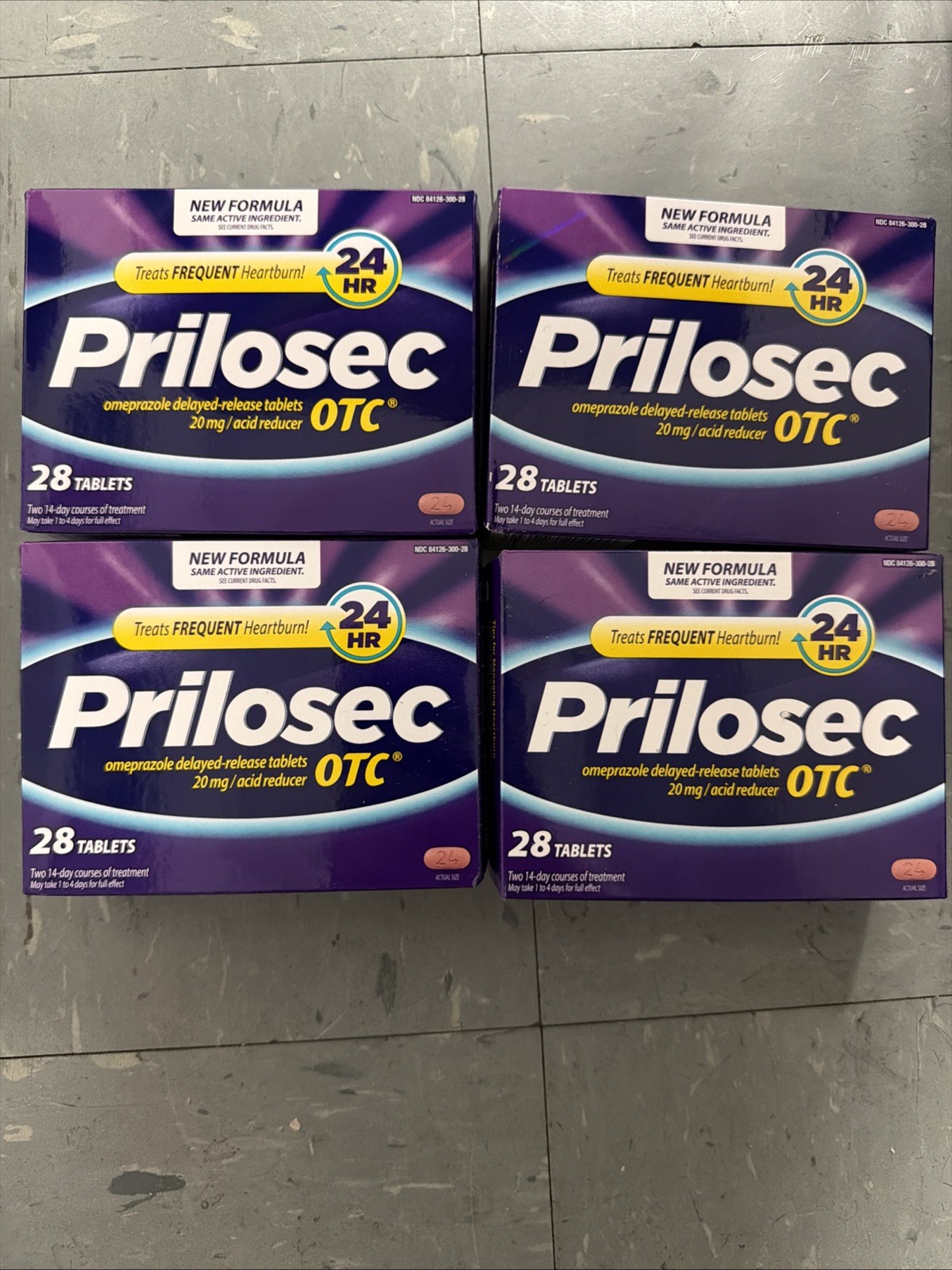 4 New Prilosec OTC 24HR Acid Reducer 20mg - 28 Tablets Each Box Exp. 07/2028
