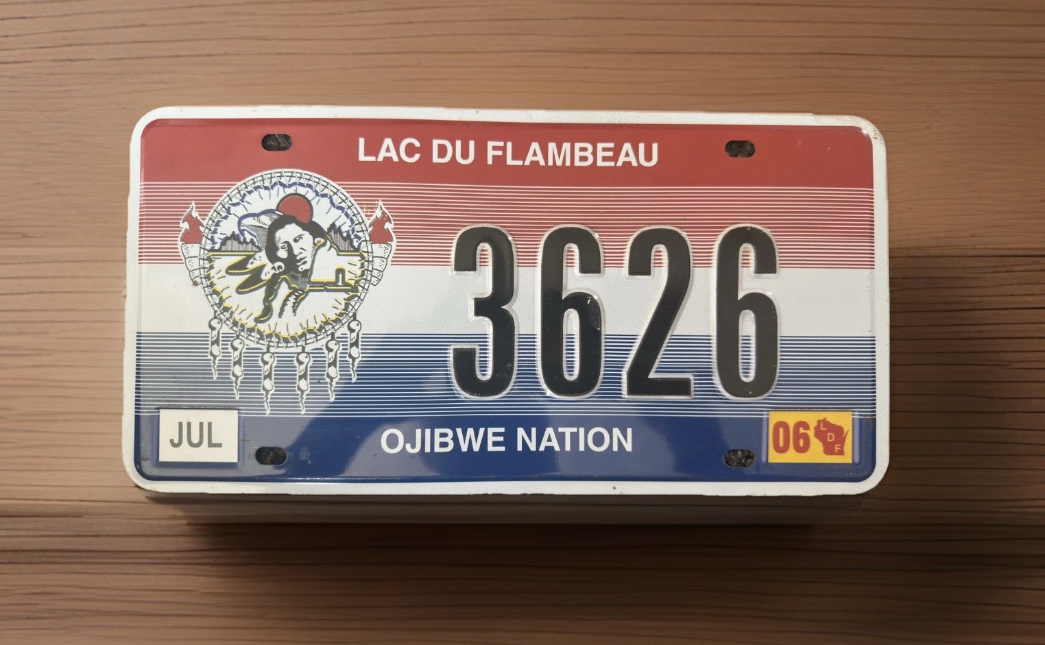 Lac du Flambeau Ojibwe Nation Tribal Embossed Licence Plate 3626 - Collectors Lac du Flambeau Ojibwe Nation Tribal Embossed Licence Plate 3626 - Collectors