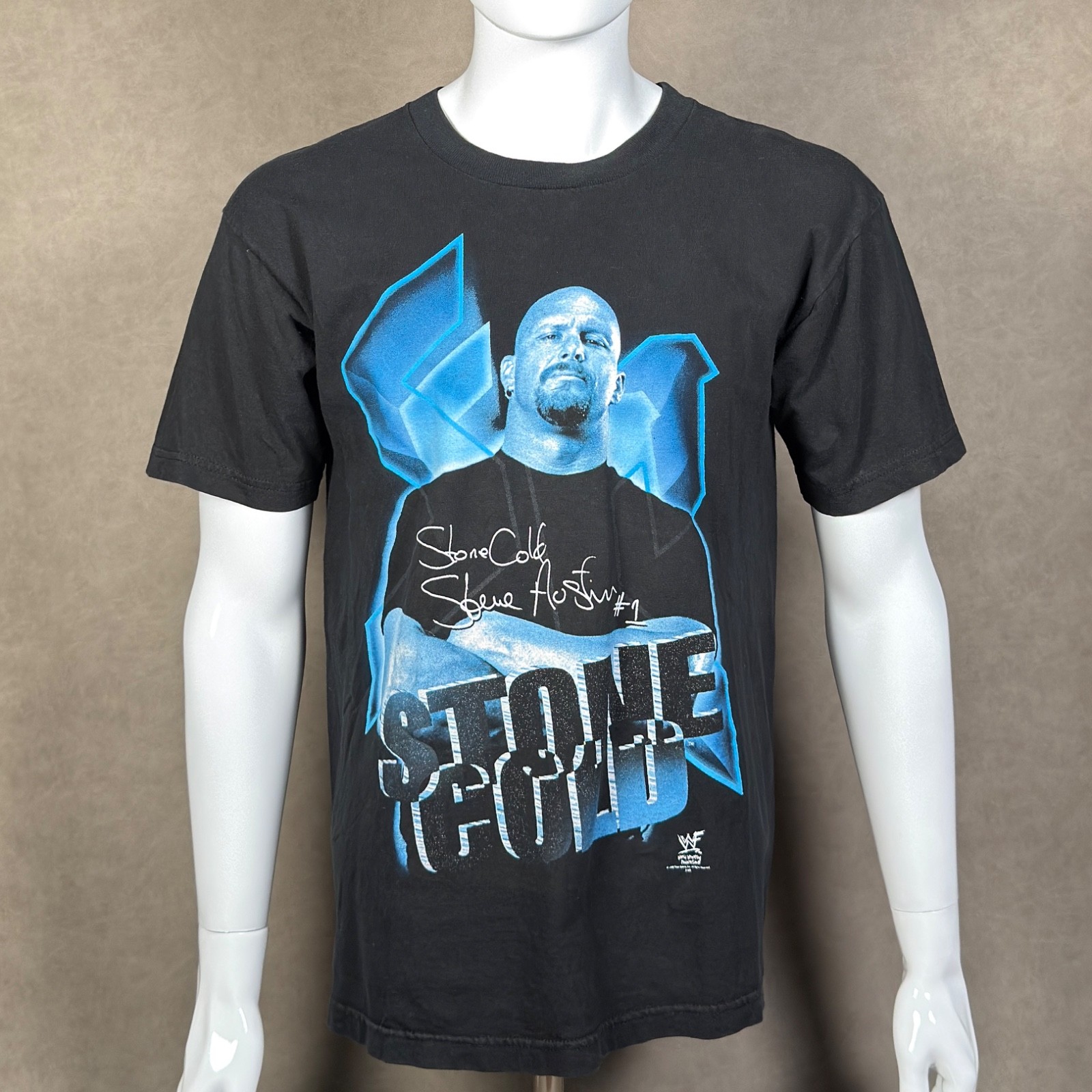 Vintage 1998 WWF Stone Cold Steve Austin #1 Portrait T Shirt L Wrestling 90s