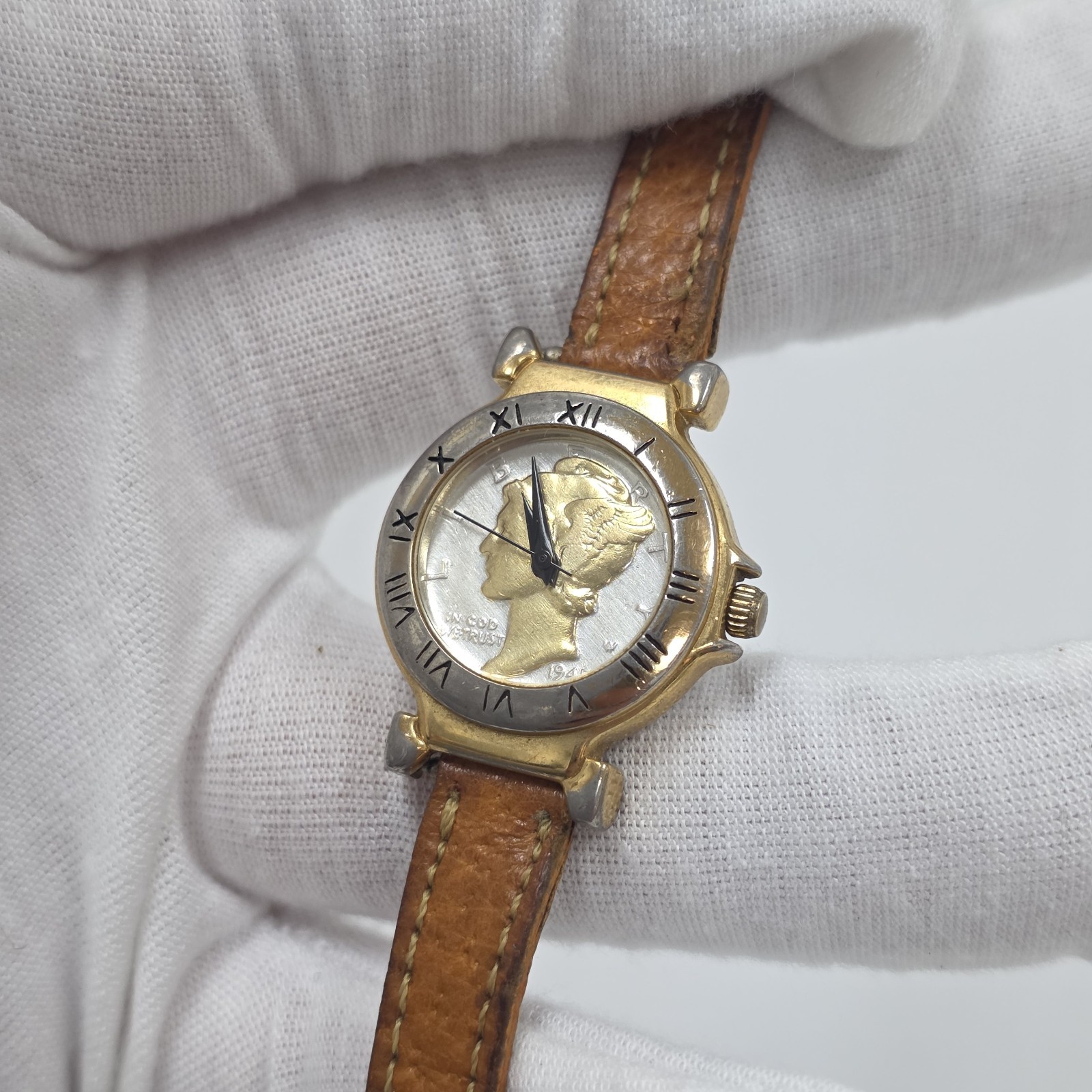 Vintage Waltham Limited Edition 1 0f 5000 Silver Mercury Dime Gold plated Watch