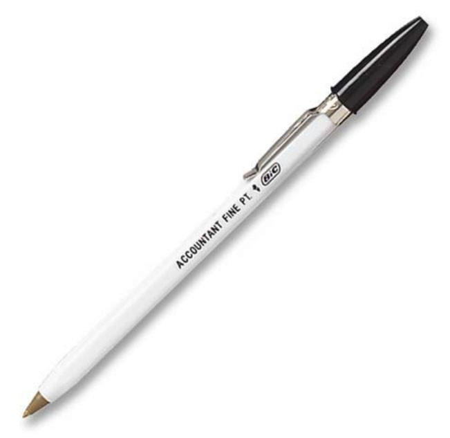 Bic Corp Ballpoint Pen Accountant Fine Pt Black Ink Silver Clip White Body 1 pen Bic Corp Ballpoint Pen Accountant Fine Pt Black Ink Silver Clip White Body 1 pen