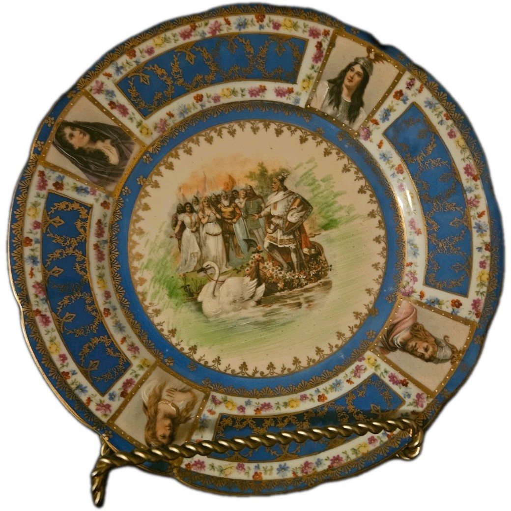 Victoria Austria, Royal Vienna Style Cobalt Blue porcelain portrait plate,