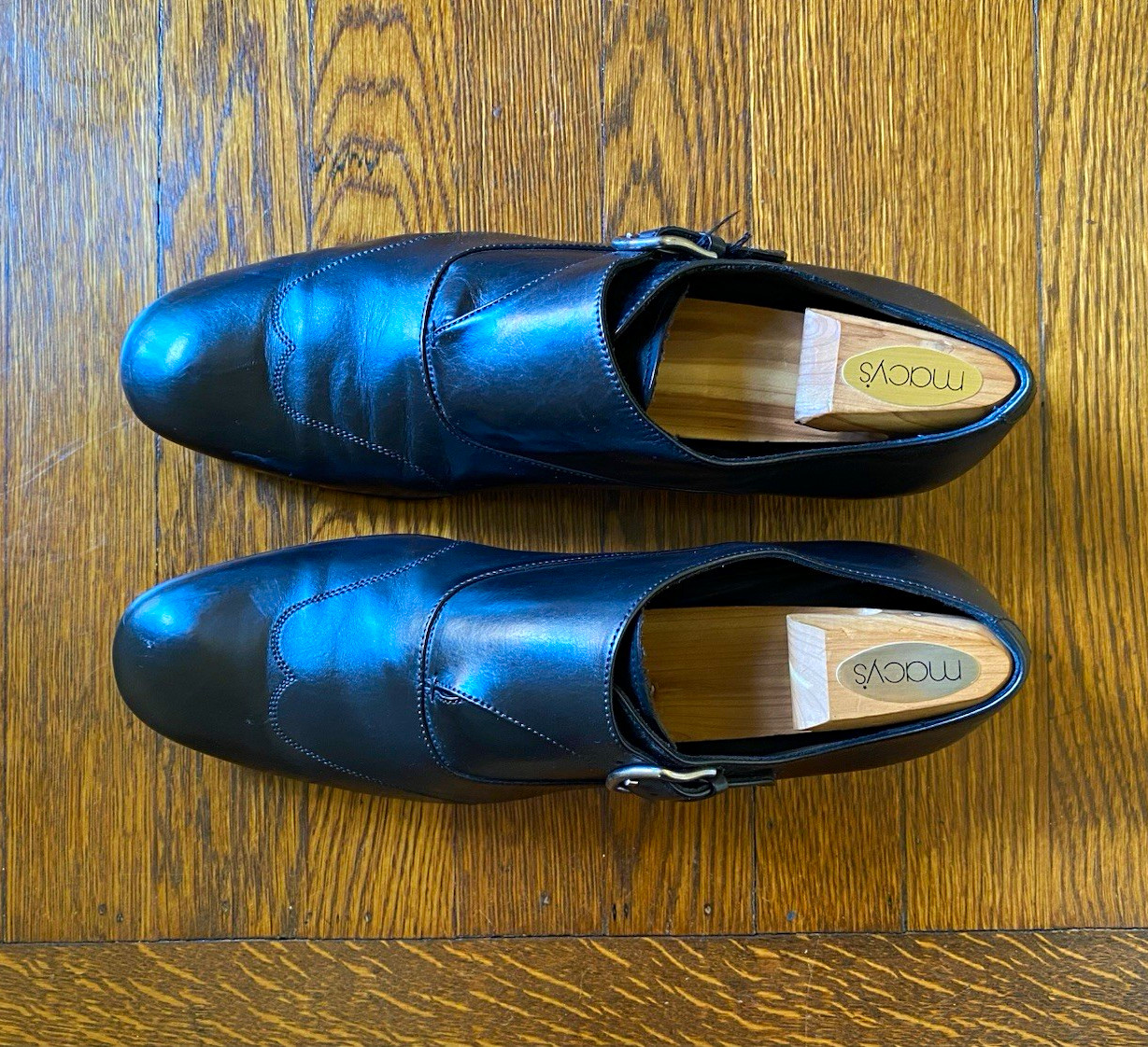 Giorgio Armani Men\'s Black Leather Monk Strap Buckle Dress Shoes Almond Toe 9 Giorgio Armani Men\'s Black Leather Monk Strap Buckle Dress Shoes Almond Toe 9