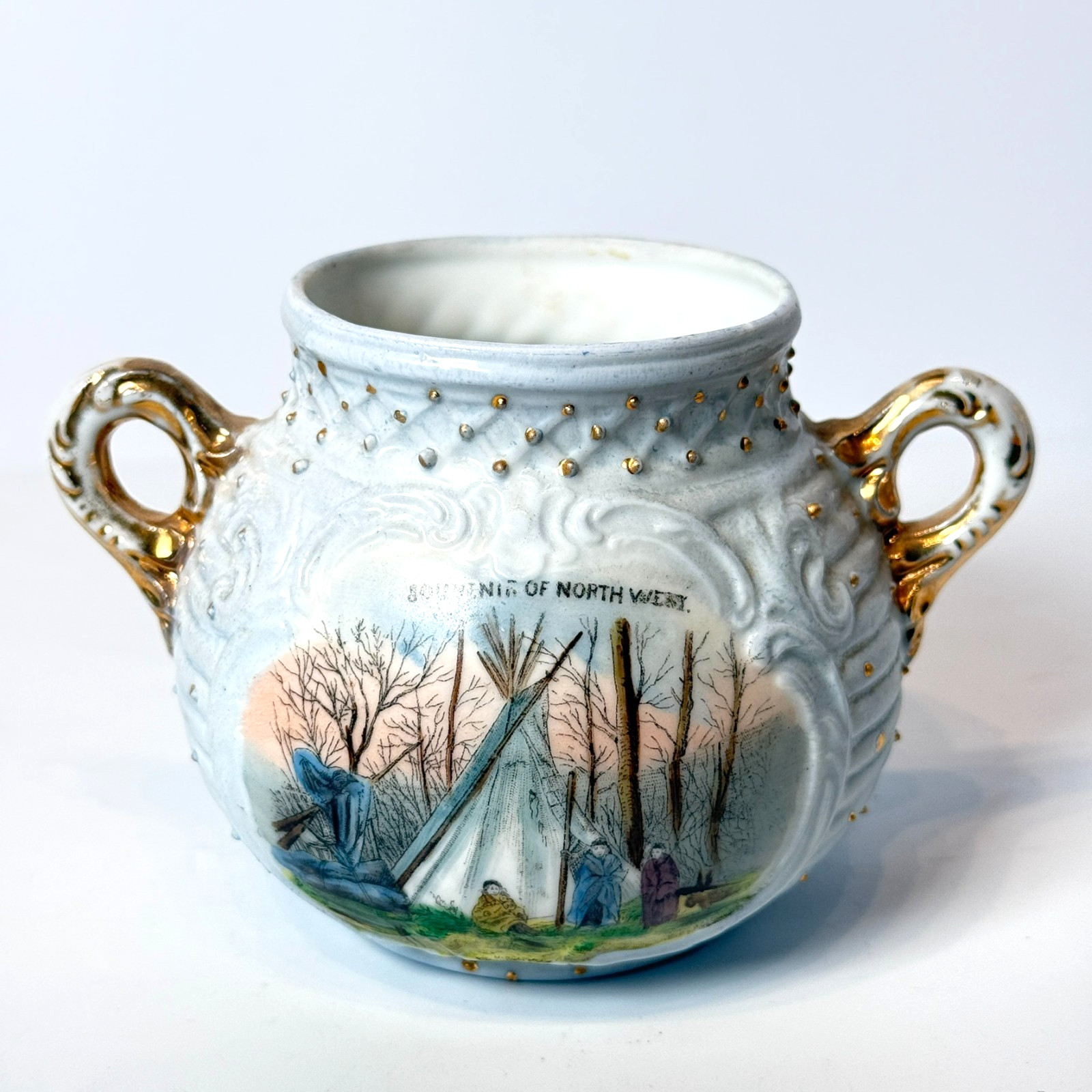 Northwest Territories INDIANS CANADA Souvenir ANTIQUE CHINA TRINKET Northwest Territories INDIANS CANADA Souvenir ANTIQUE CHINA TRINKET