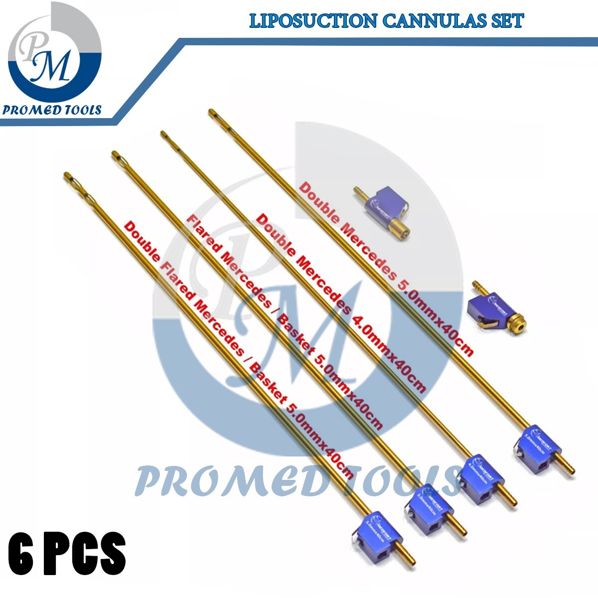 (Set of 6) MicroAire Pal Type Fitting Liposuction Cannulas REUSABLE Premium