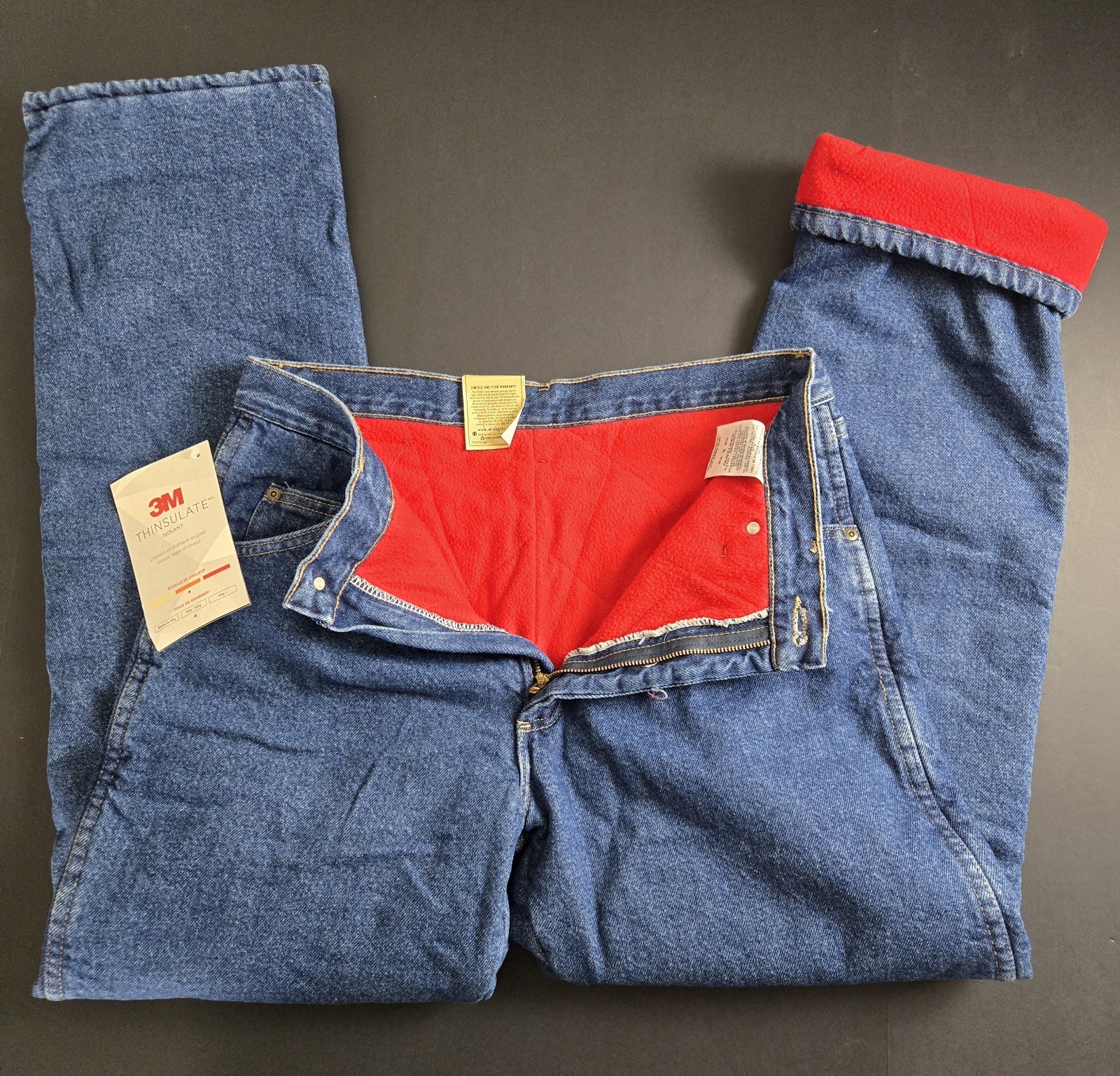 NWT Wrangler Fleece Lined Rugged Wear Thermal Jeans Blue 32x32 Thinsulate 3M NEW