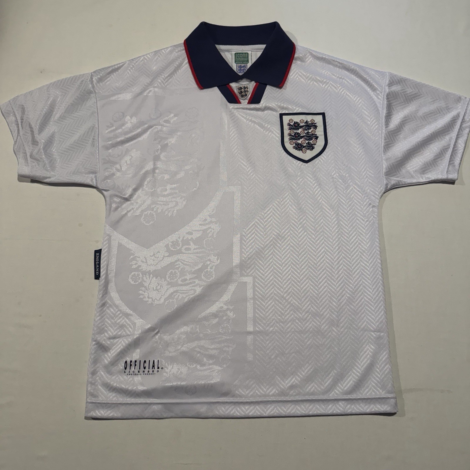 Score Draw England 1996 Euro 96 Three Lions Retro Jersey Mens Small White