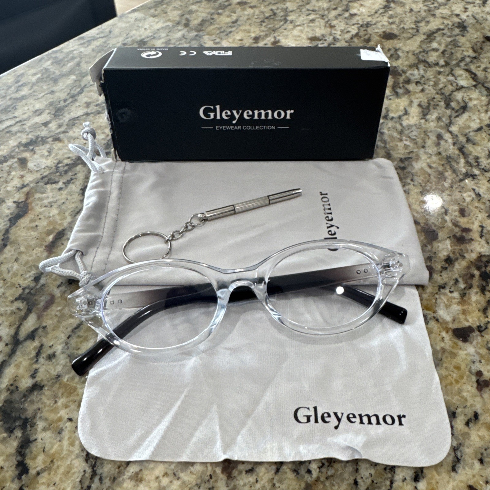 Gleyemor Blue Light Computer Glasses Oval Transparent New In Box