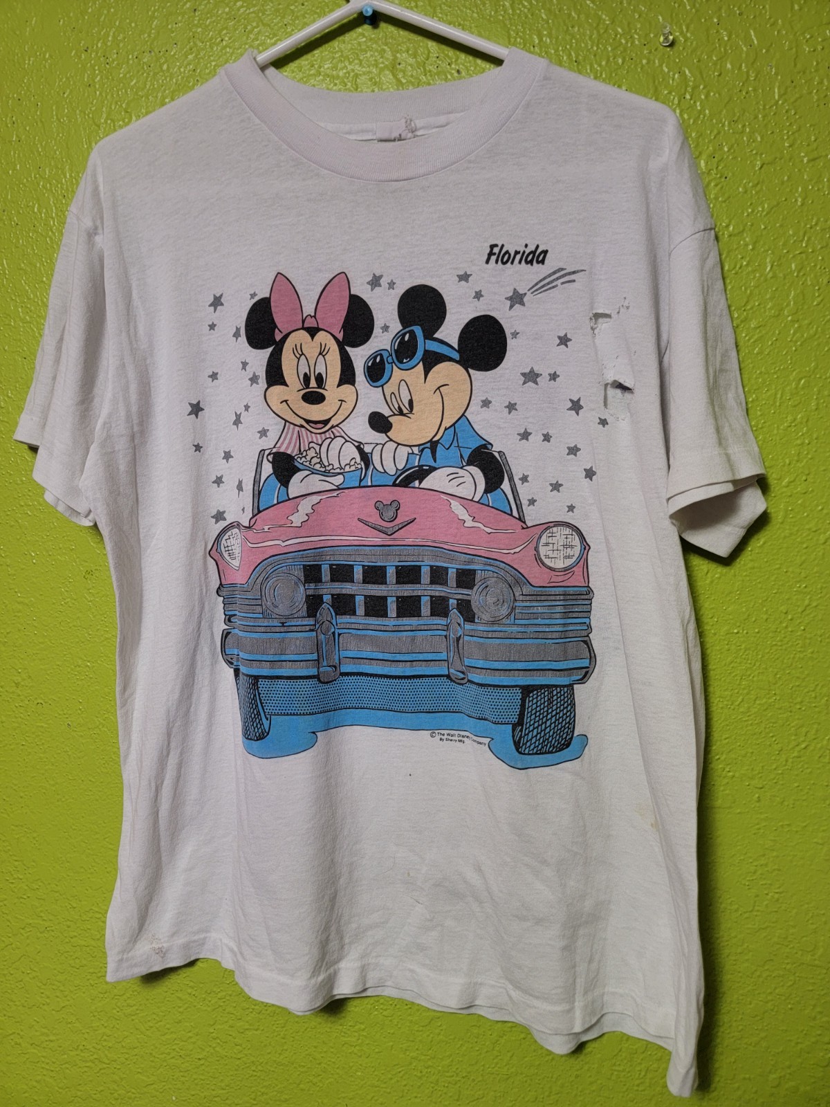 Vintage Disney Florida 80s Double Sided Single Stitch USA Cadillac Mickey Minnie