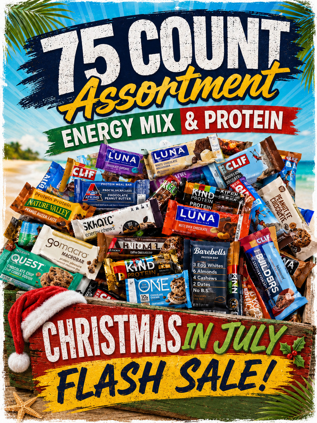 75 MULTI BRAND ENERGY & PROTEIN PACK.bars. Luna/clif/kind/rx/nature valley sport