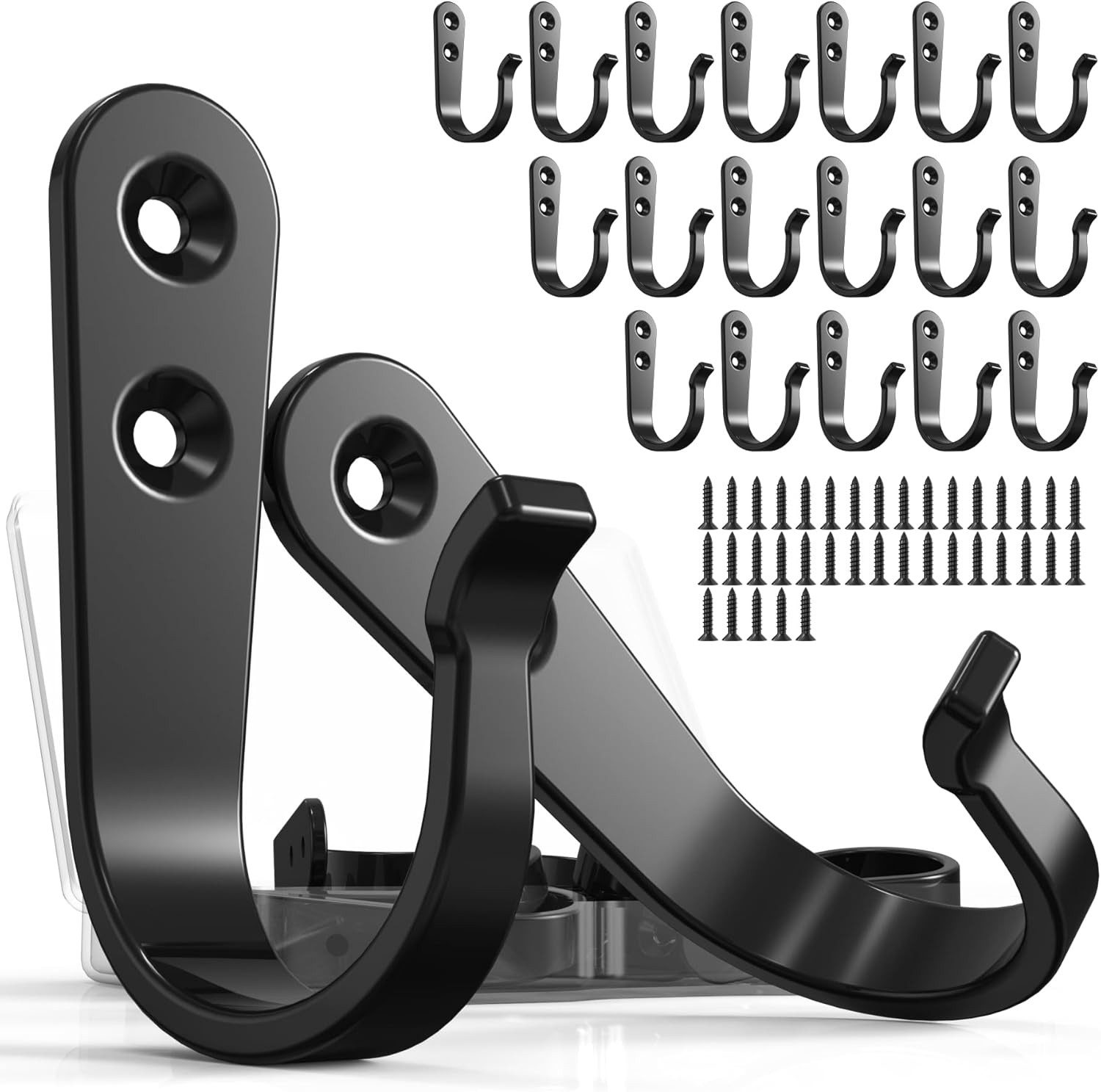 20PCS Heavy Duty Metal Coat Hooks for Wall, Single Prong 20pcs + Black 20PCS Heavy Duty Metal Coat Hooks for Wall, Single Prong 20pcs + Black