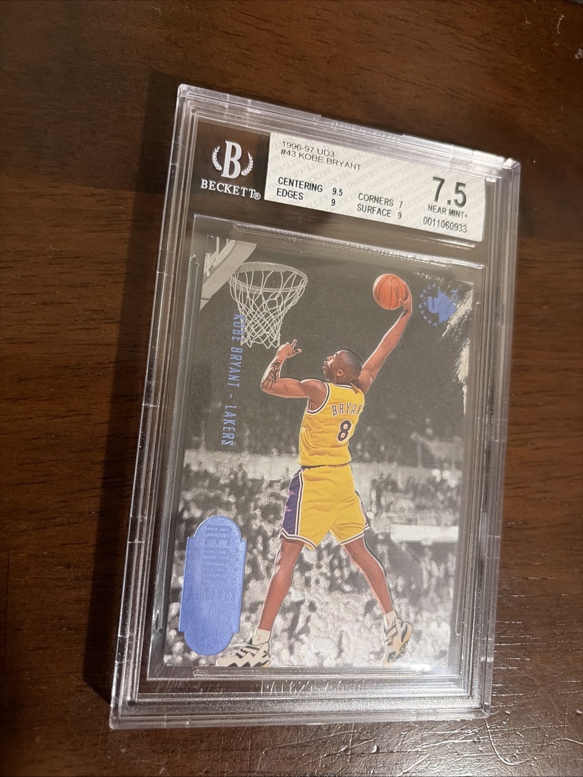 1996 Kobe Bryant UD3 Aerial Artists #43 RC BGS 7.5 w/ 9.5 Sub Centering 🔥