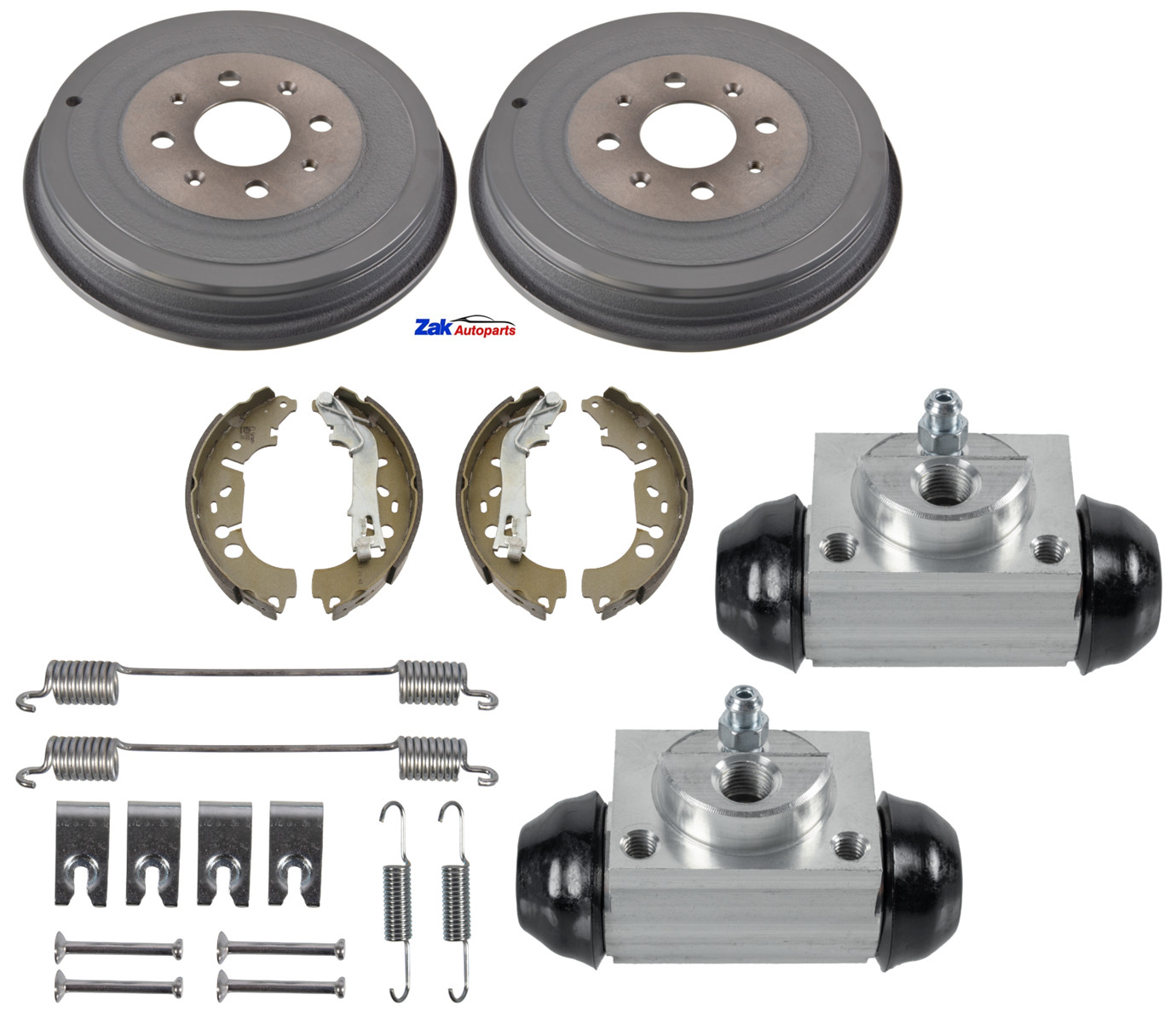 For Vauxhall Corsa D Rear Brake Drums Shoes 2 Cylinders & Fitting Kit (8\