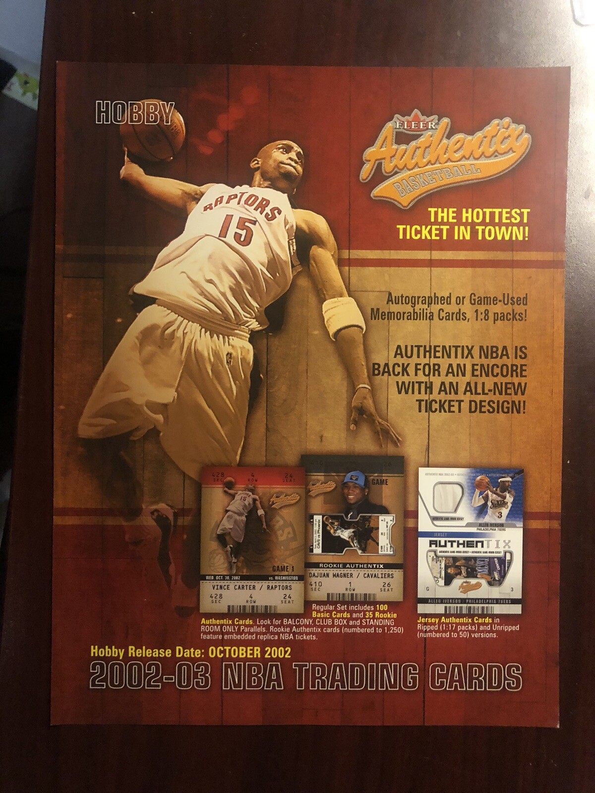 2002-03 FLEER AUTHENTIX NBA SELL SHEET PROMO ADVERTISEMENT VINCE CARTER/MARBURY
