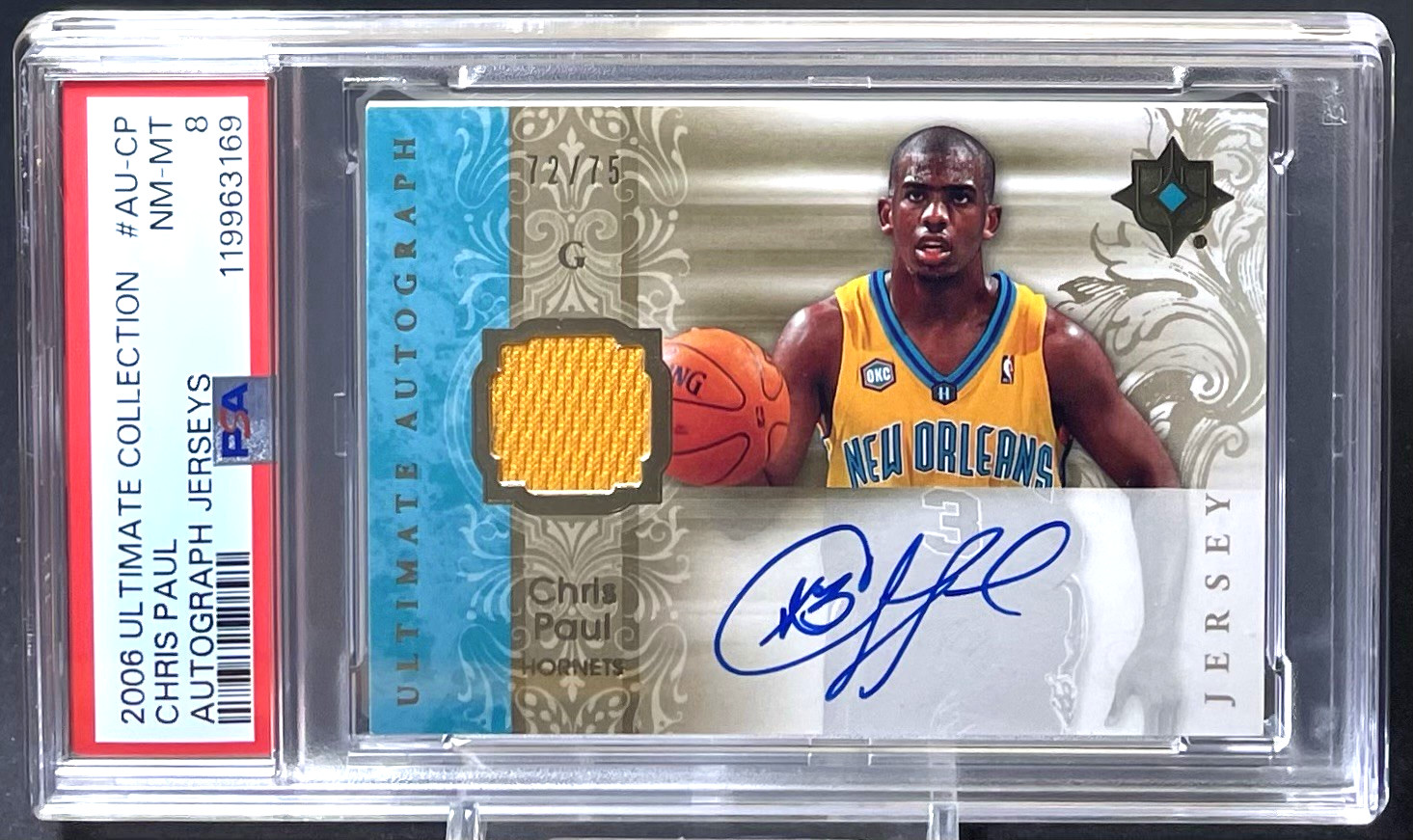 Chris Paul 2006-07 UD Ultimate Collection Autograph Jerseys /75 PSA On Card Auto